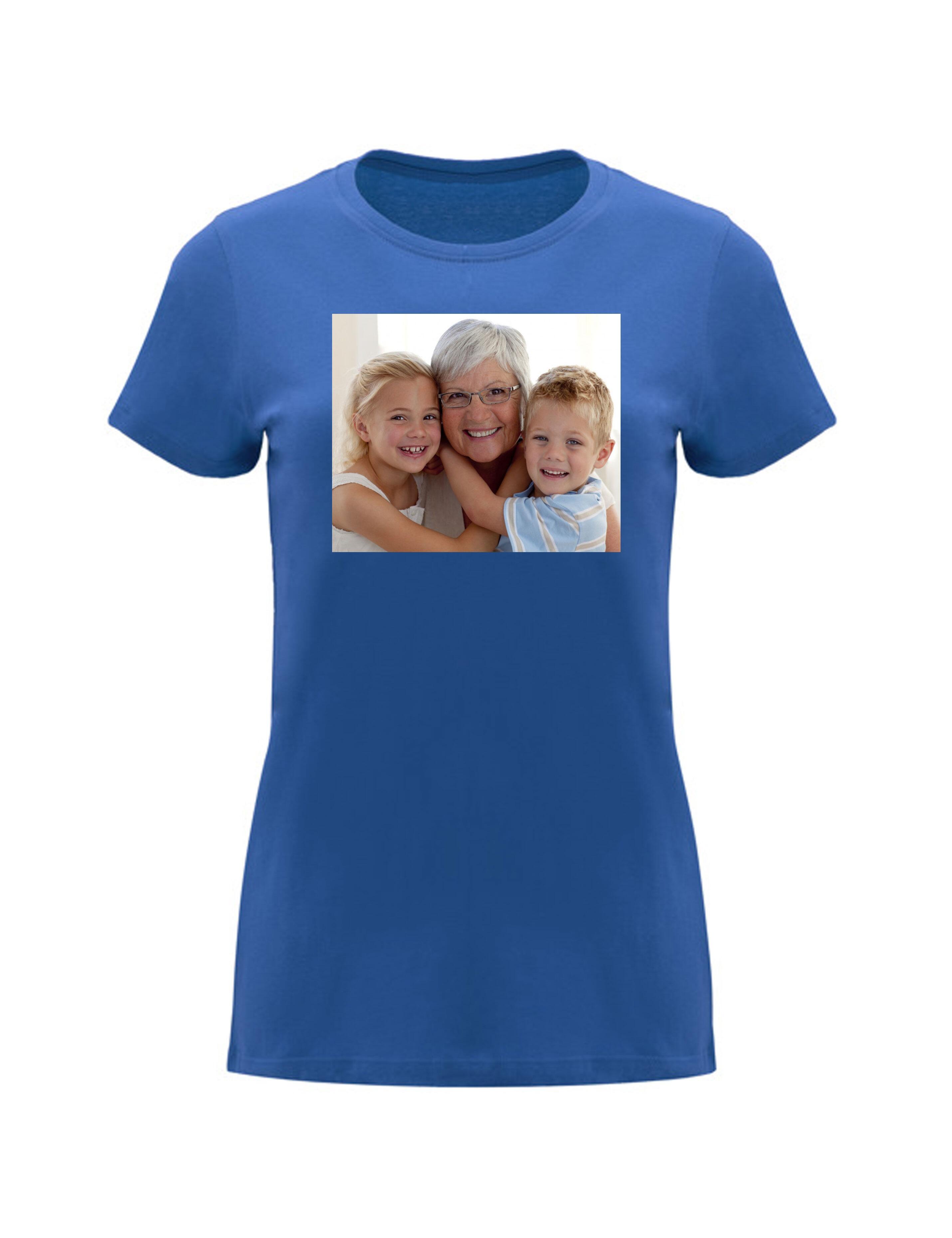Photo Printed Heavyweight Women's Short Sleeve T-Shirt Royal Blue