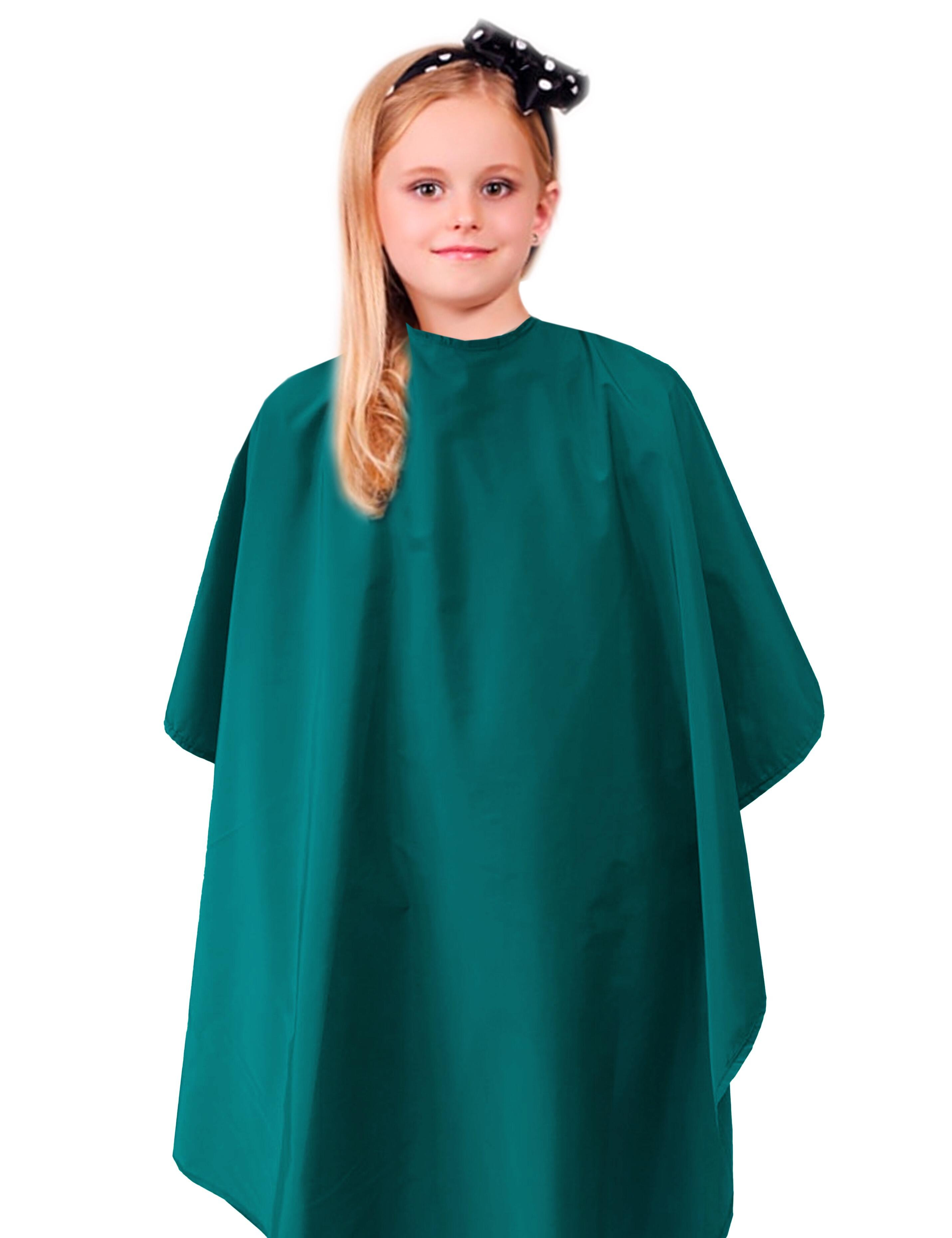Teal kids haircut cape with adjustable closure