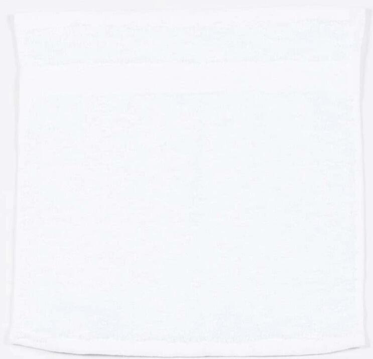 Premium white ringspun cotton face towel, available plain or custom embroidered, soft and absorbent for spa, barber and home.