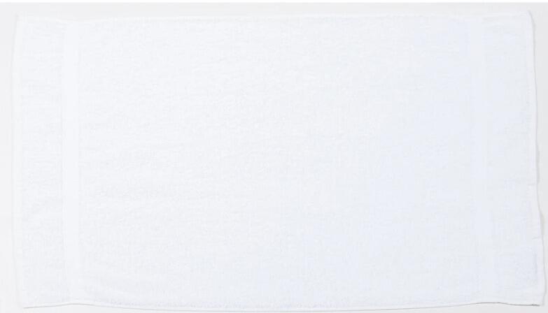 Custom embroidered white bath towel personalised with logo in-house Greenock UK