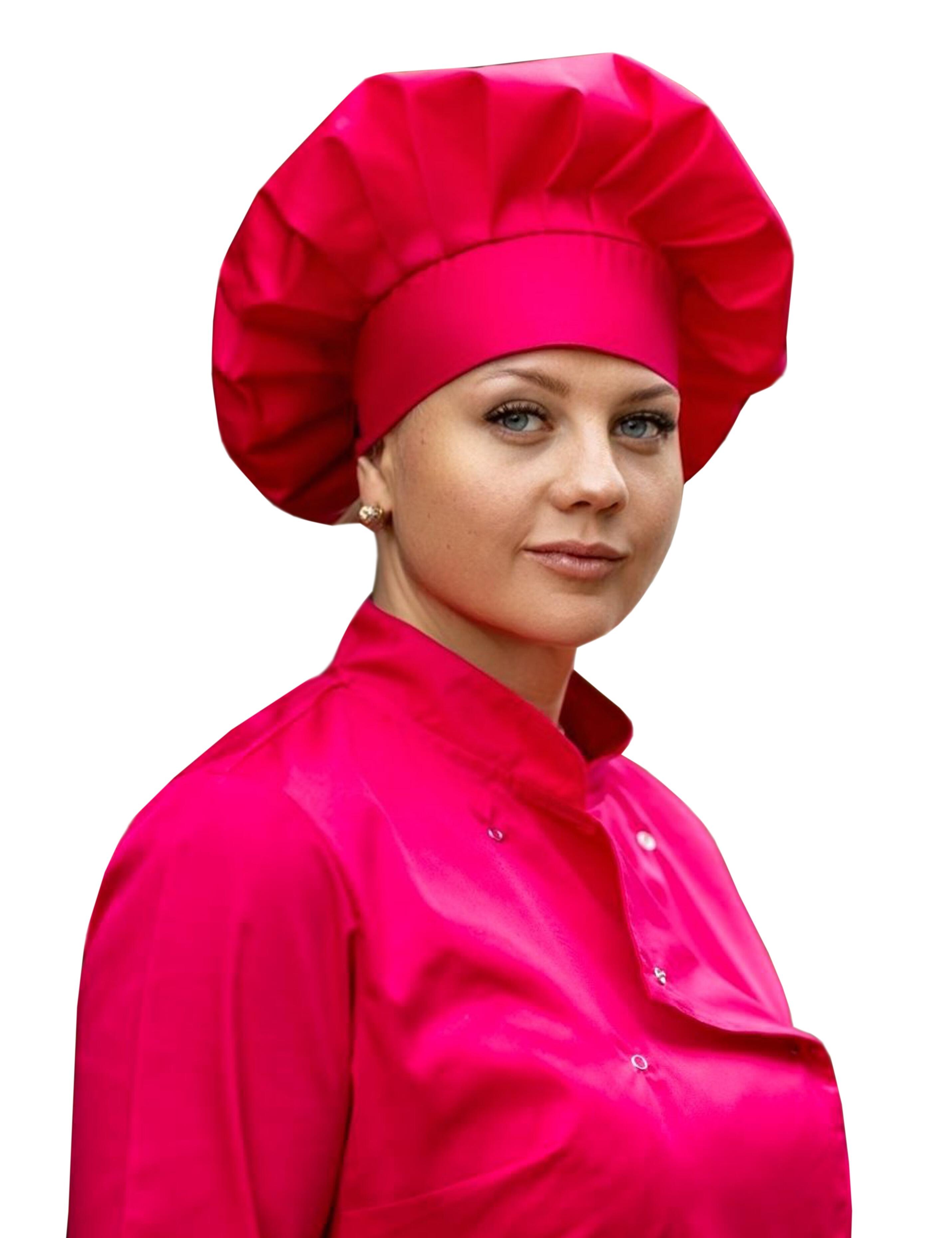 Professional hot pink chef’s hat suitable for logo embroidery