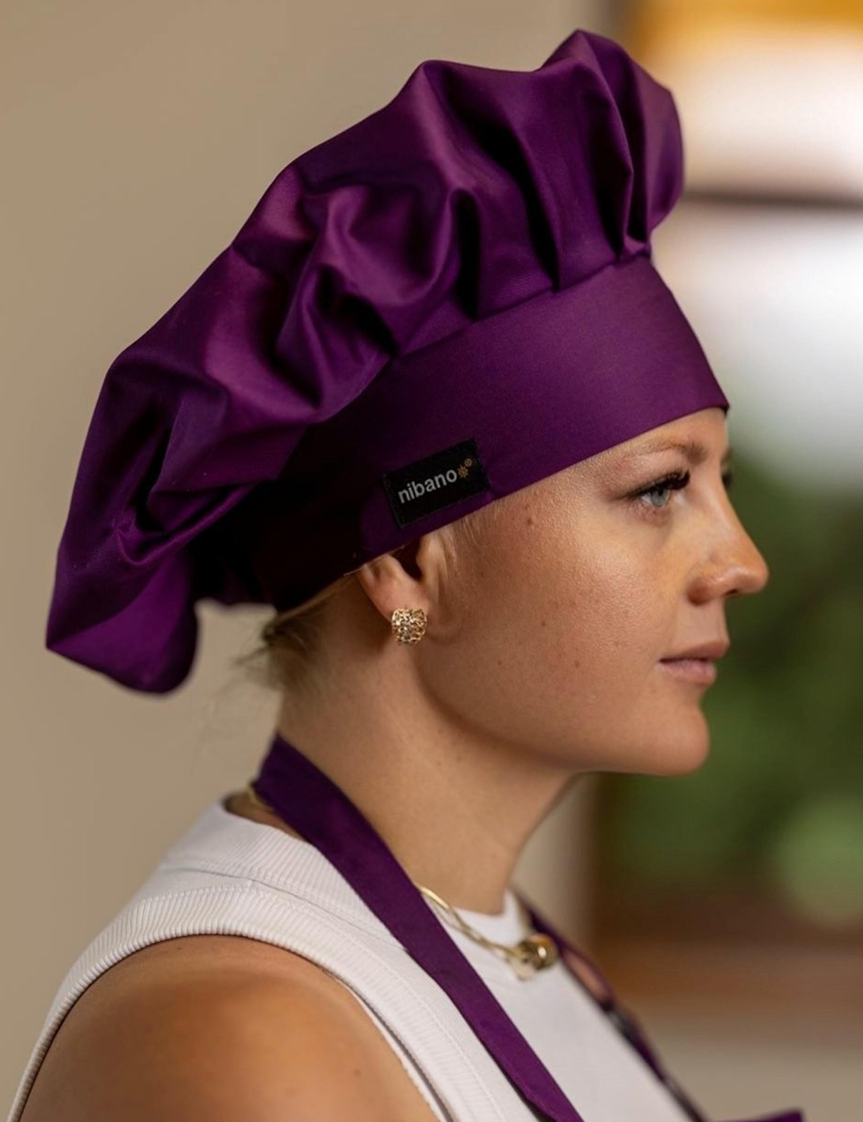 Classic purple chef hat for chefs and kitchen staff