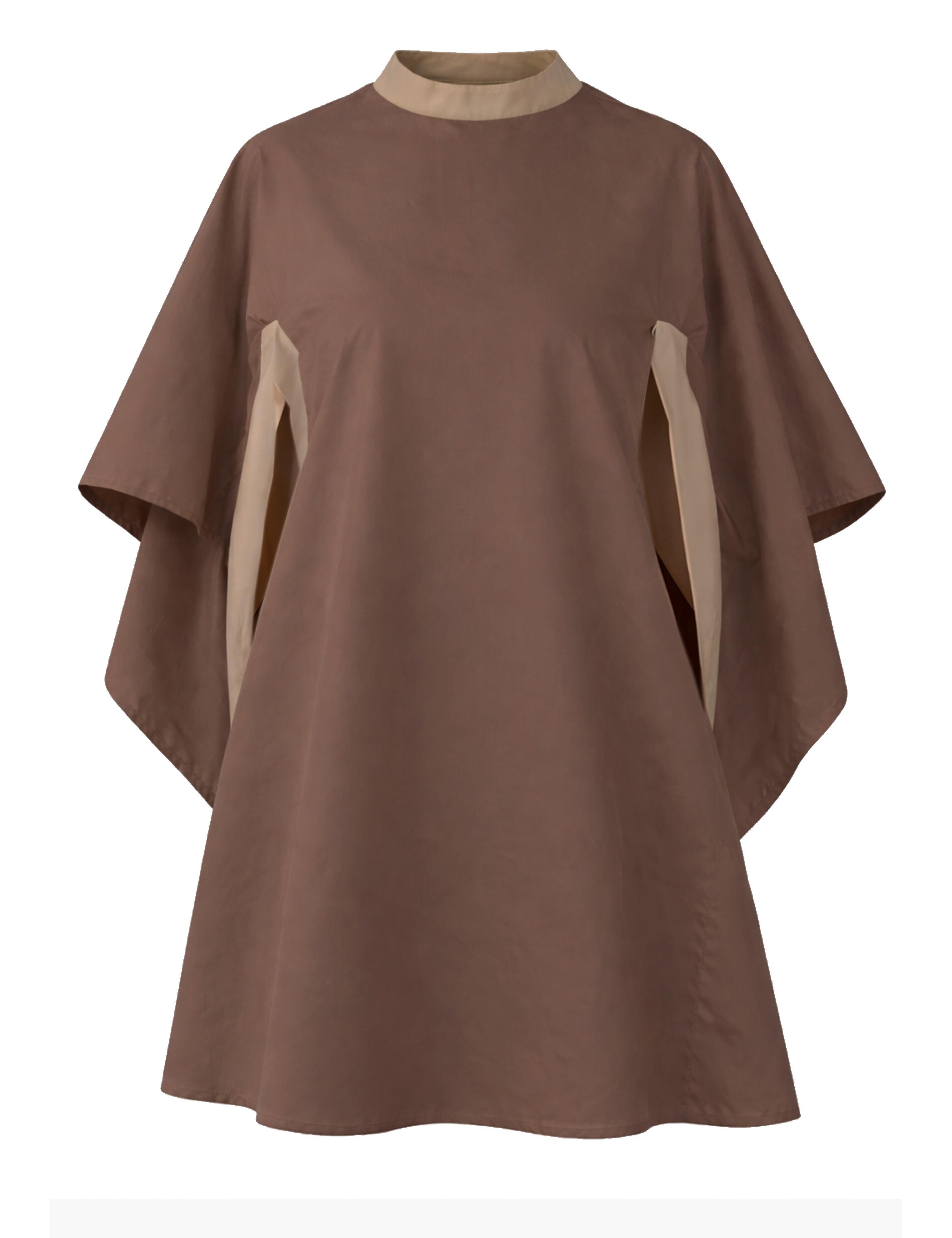 Coffee and Cappuccino professional salon gown with hand slits for hairdressers