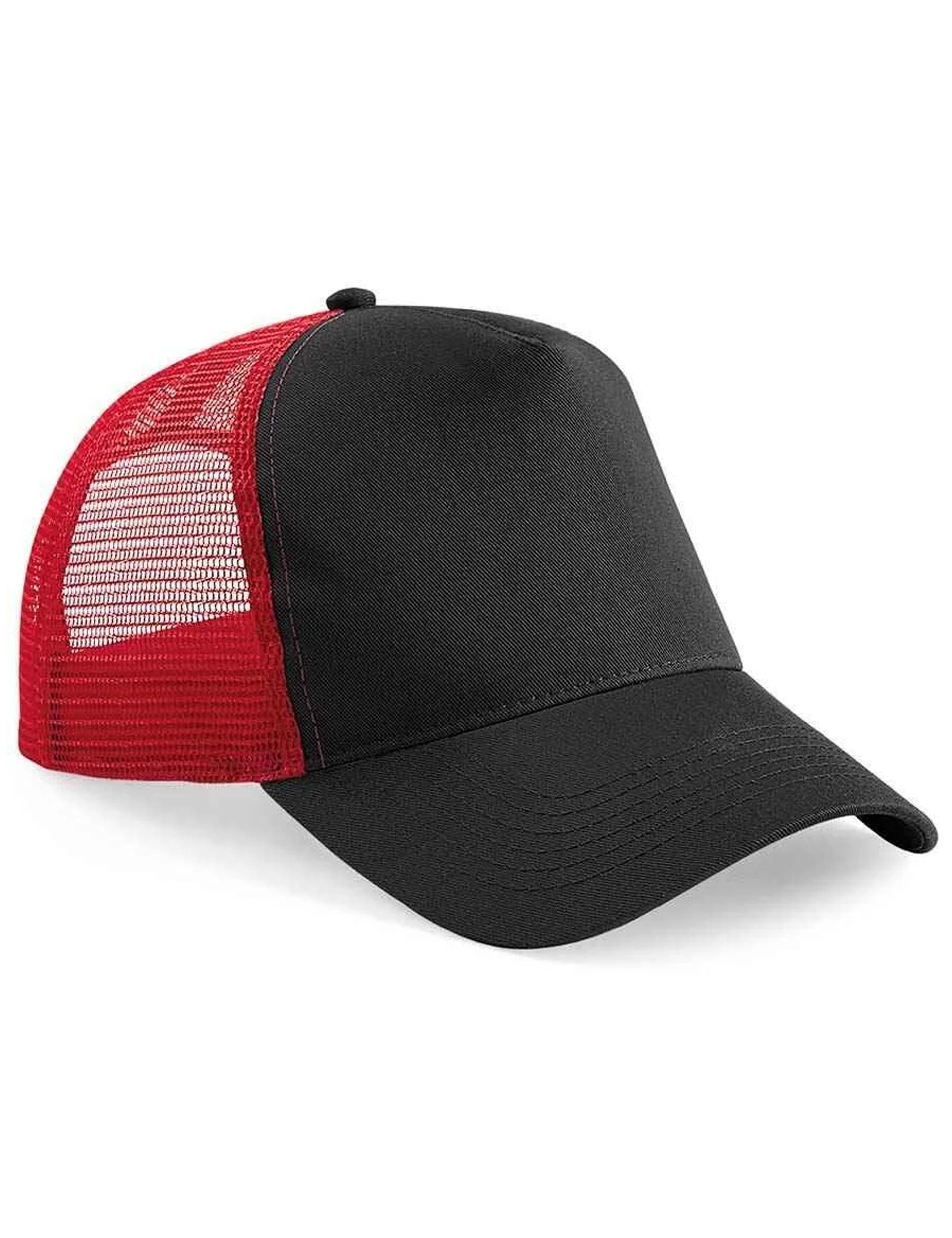 Snapback trucker cap black and Red mesh back design