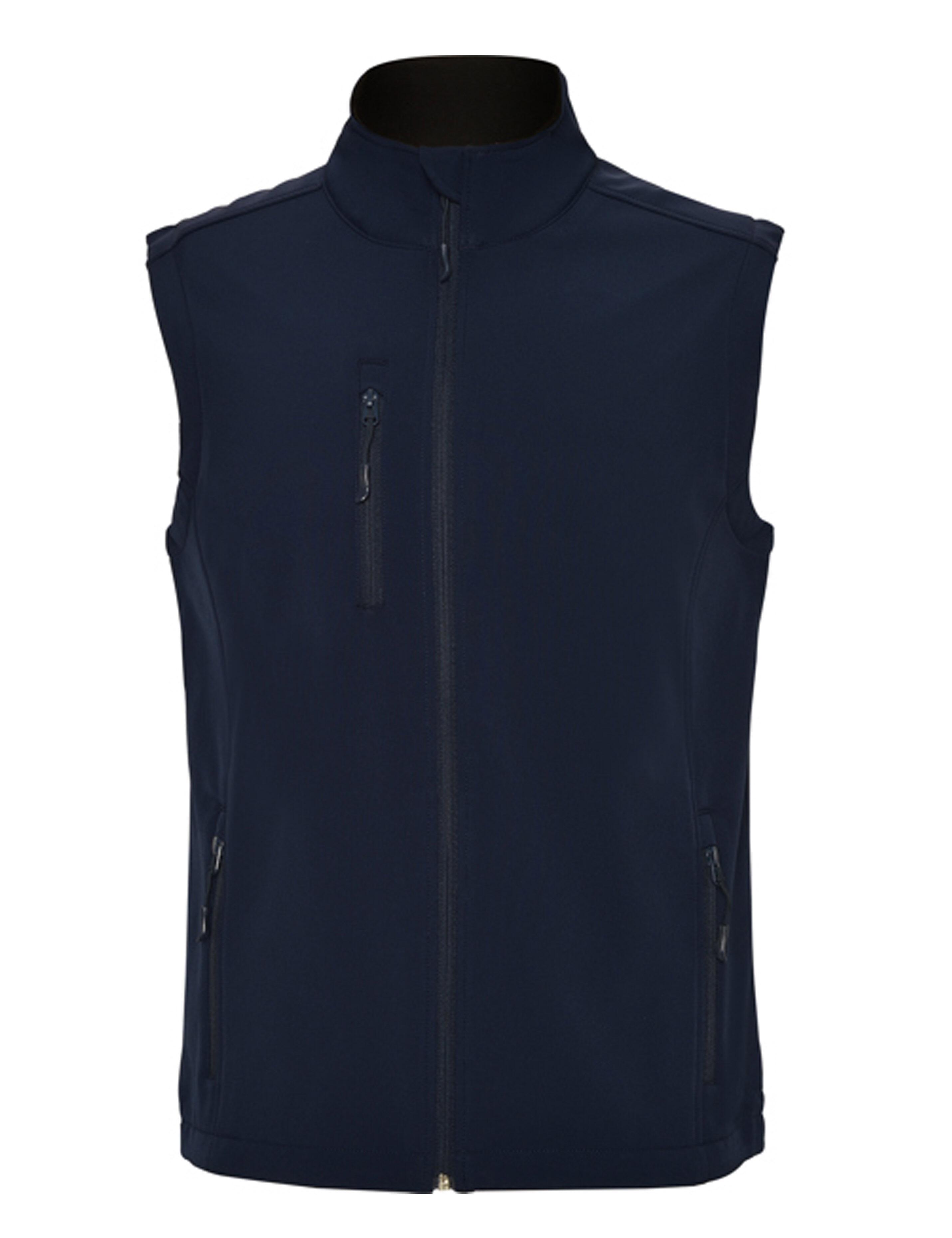 Navy softshell bodywarmer custom logo apparel