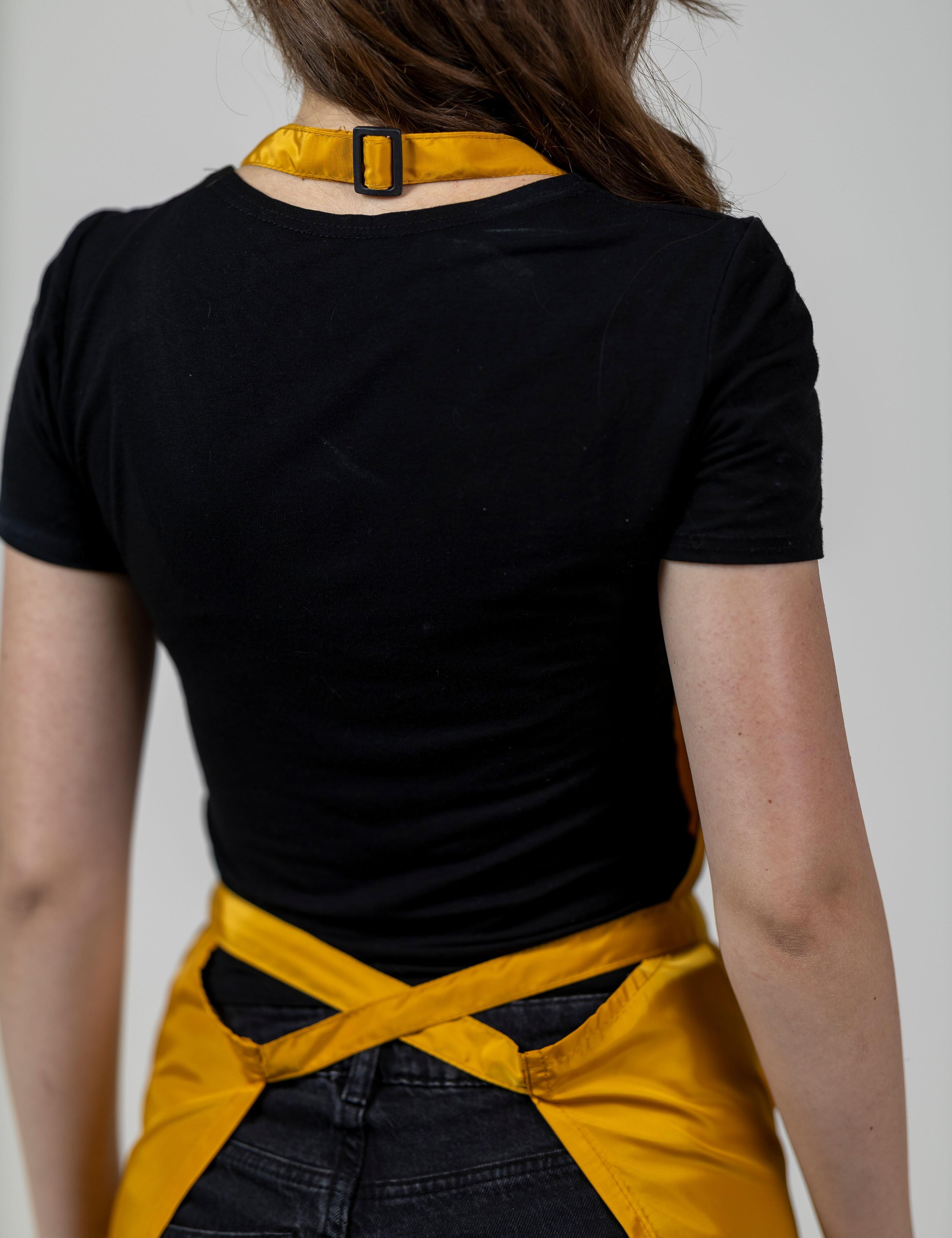 Comfortable waterproof hairdresser apron mustard colour