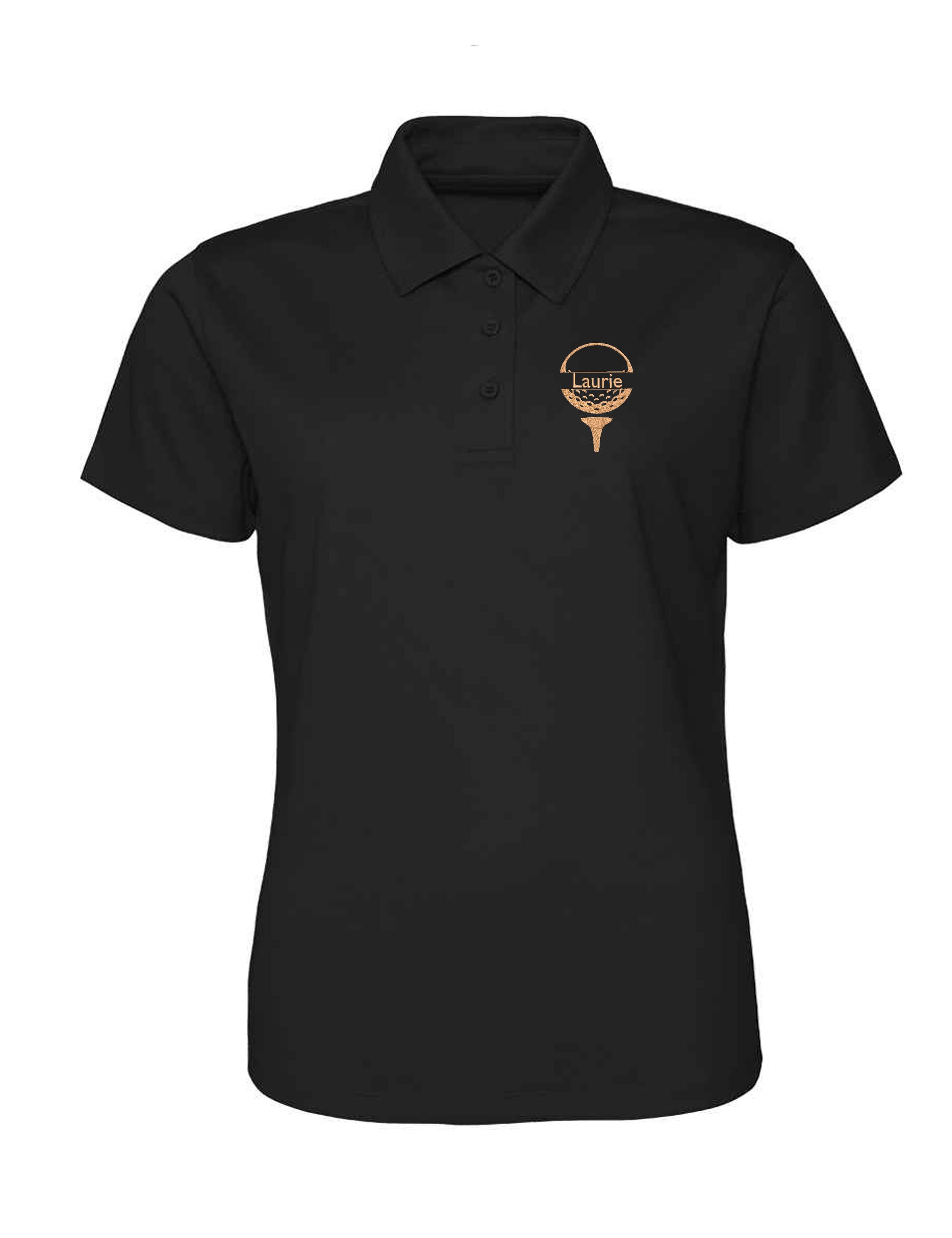 Golf Ball Design Women's Dri-Fit Golf Polo Shirt black