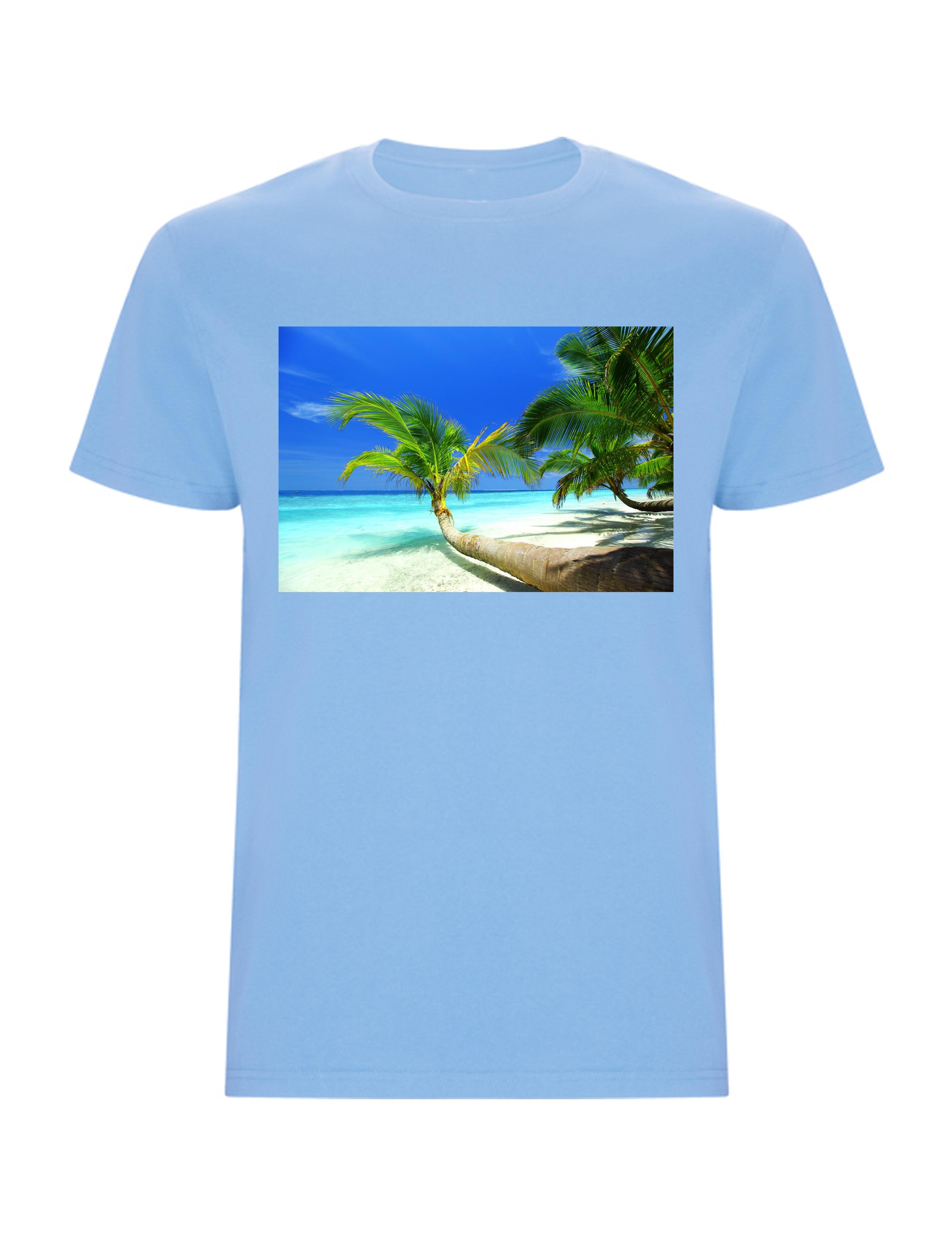 Personalised Photo Printed Short Sleeve T-Shirt Light Blue