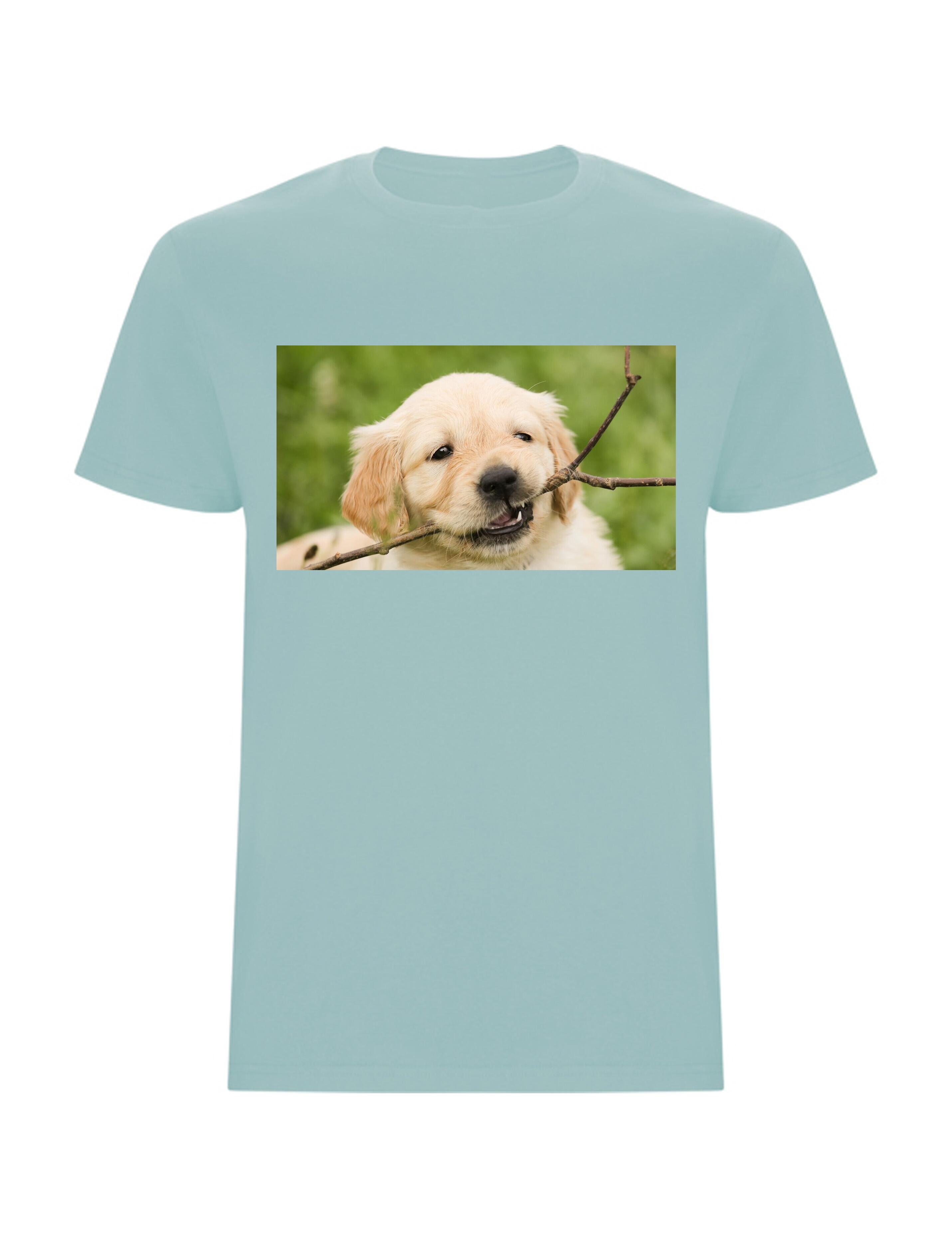 Personalised Photo Printed Short Sleeve T-Shirt Washed Blue