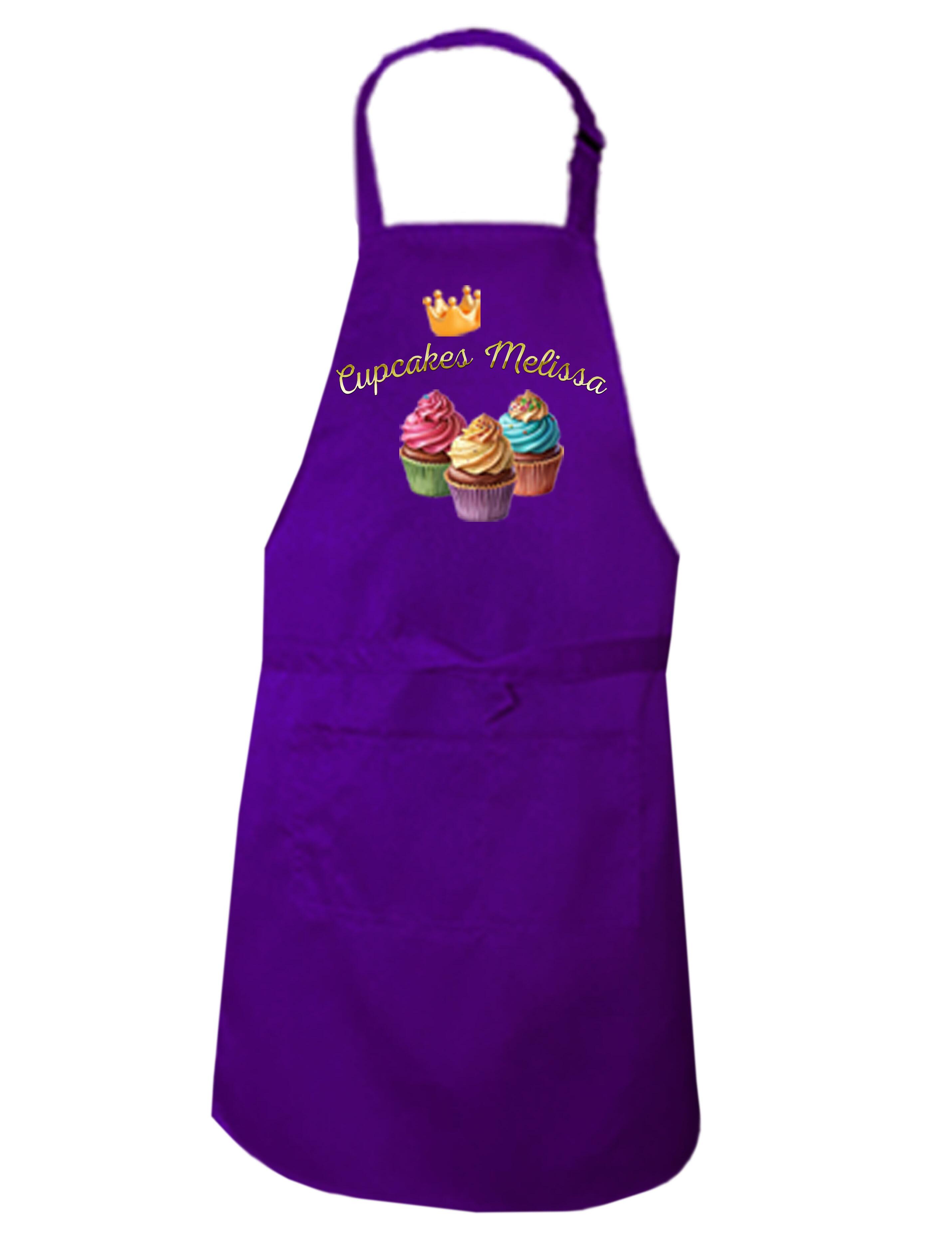 Personalised Cup Cake Kids Apron Purple