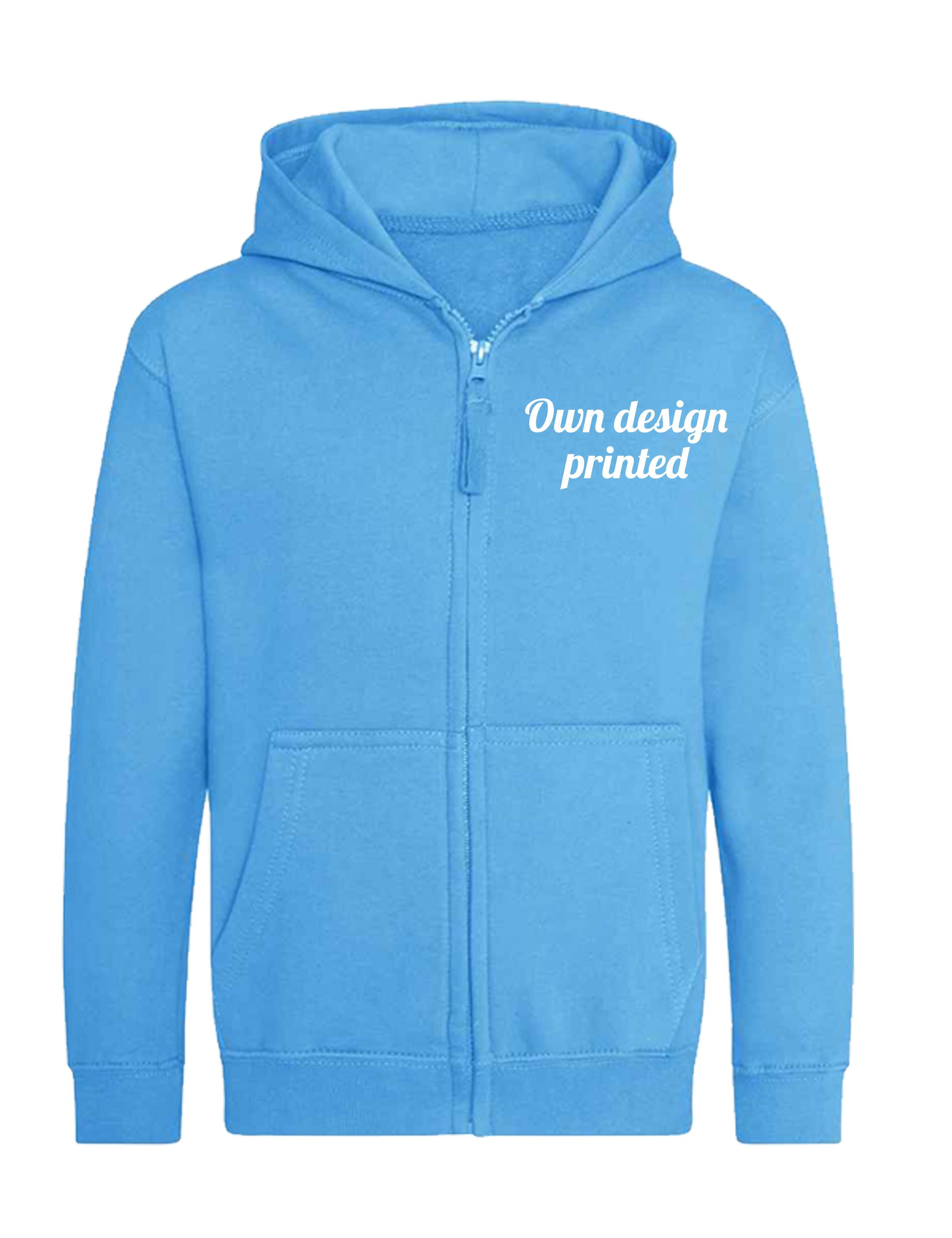 Personalised Kids Zipped Hoodie Turquoise with print