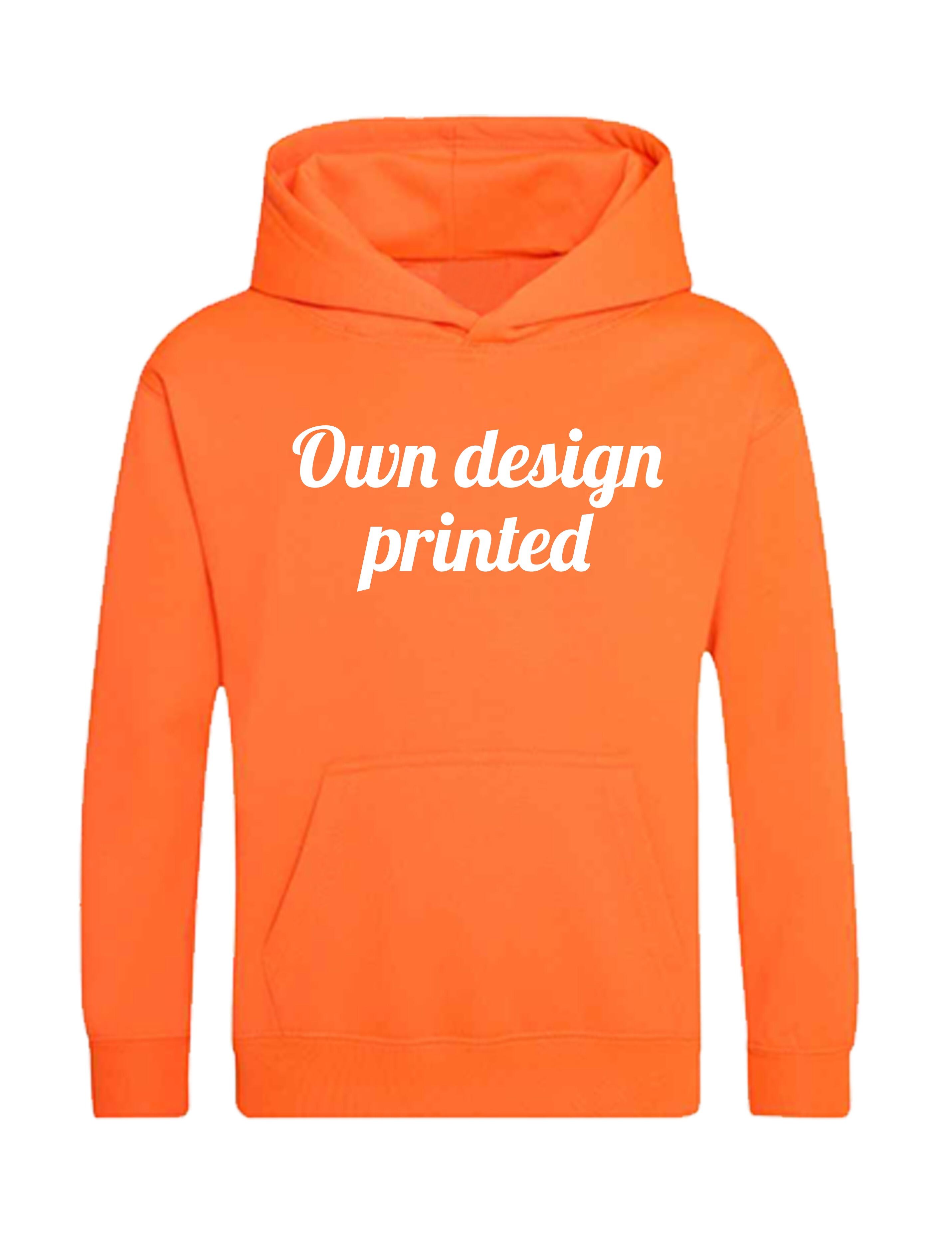 Personalised Kids Hoodie Neon Orange with print