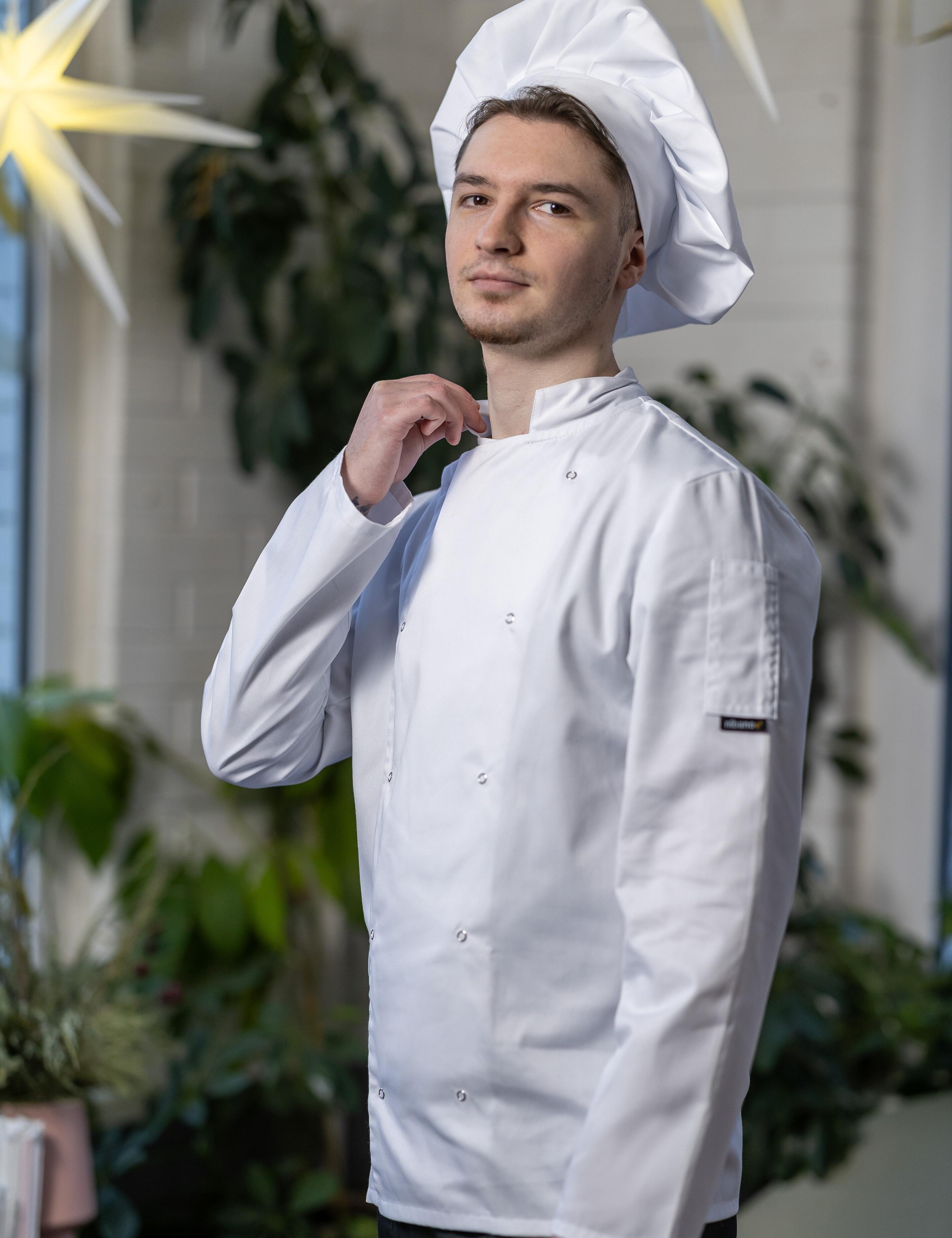 Embroidered chefs jacket long sleeve white colour