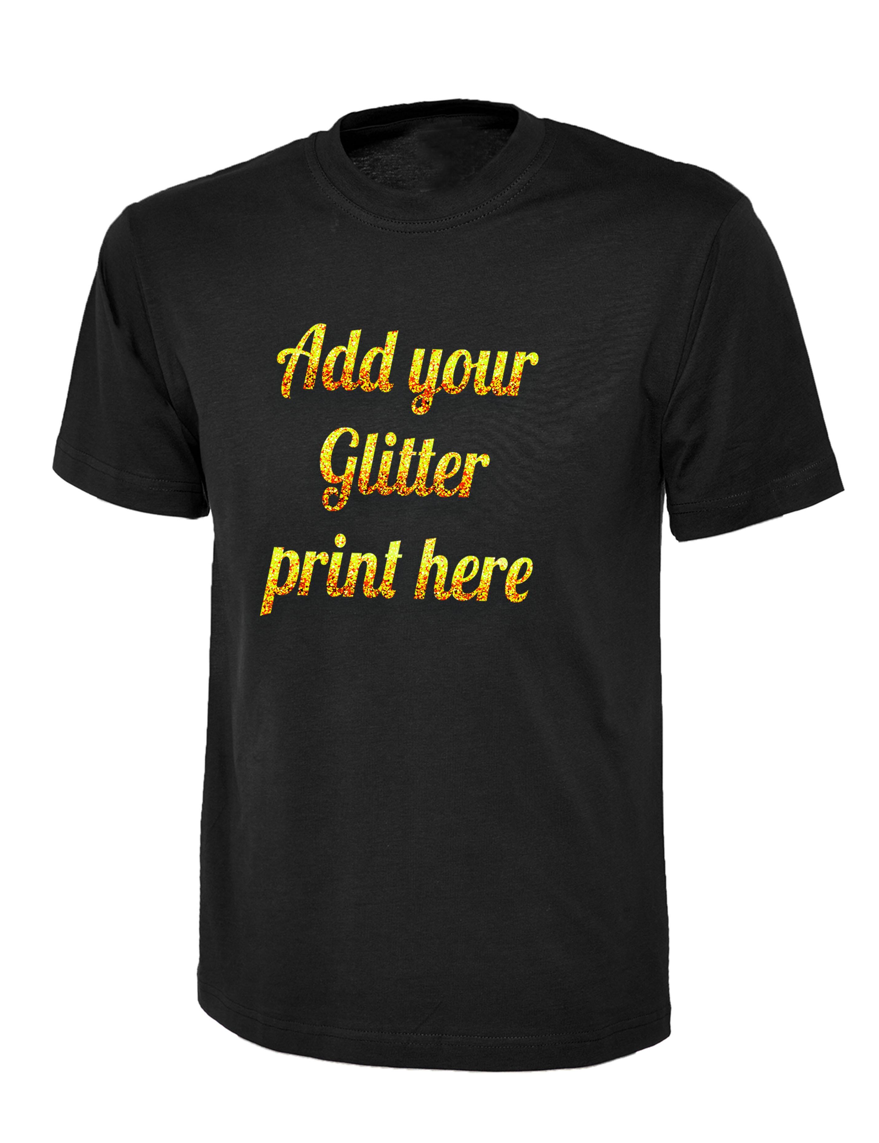 Glitter Printed Kids T-Shirt Black