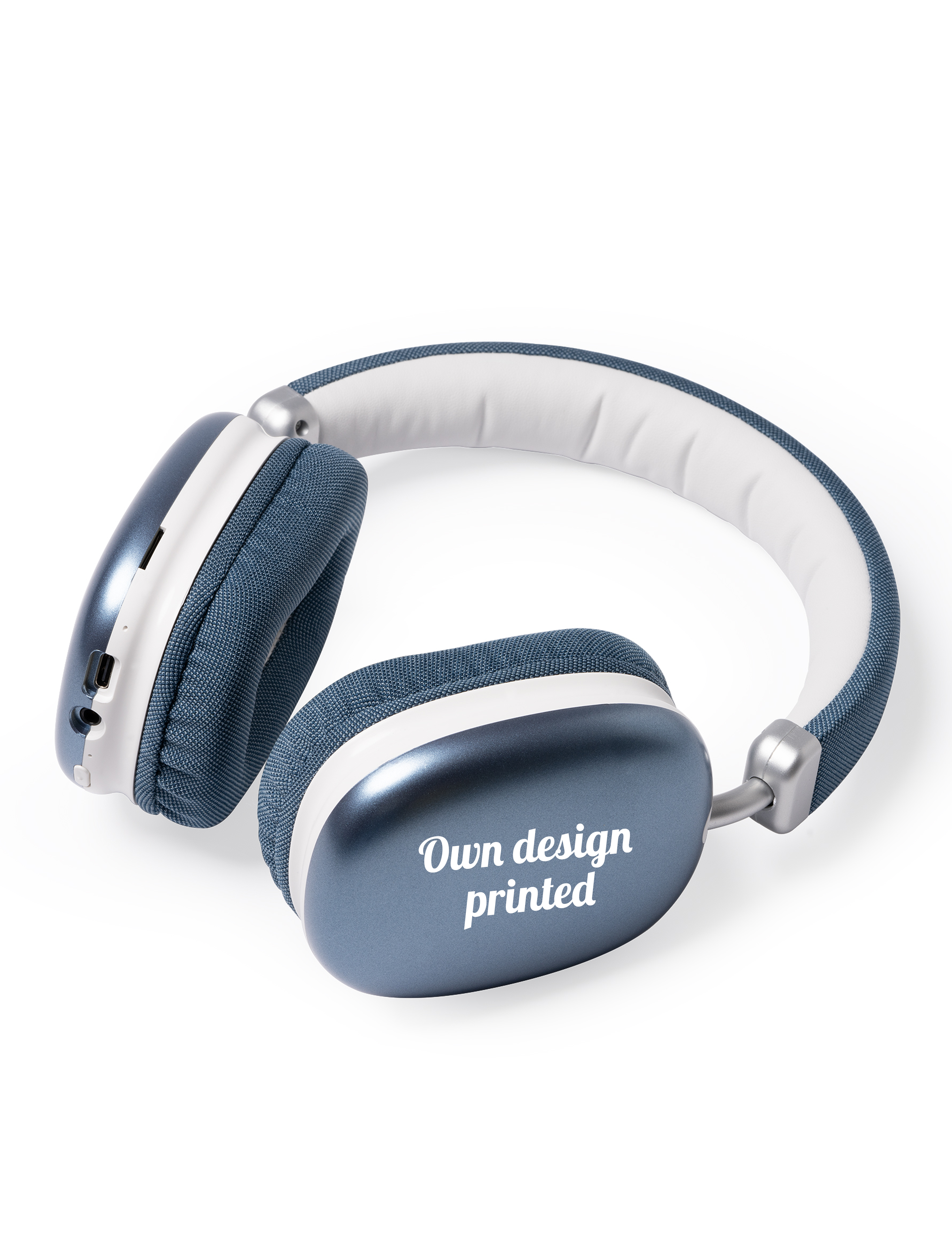 Personalised Printed wireless luxurious headphone steel blue