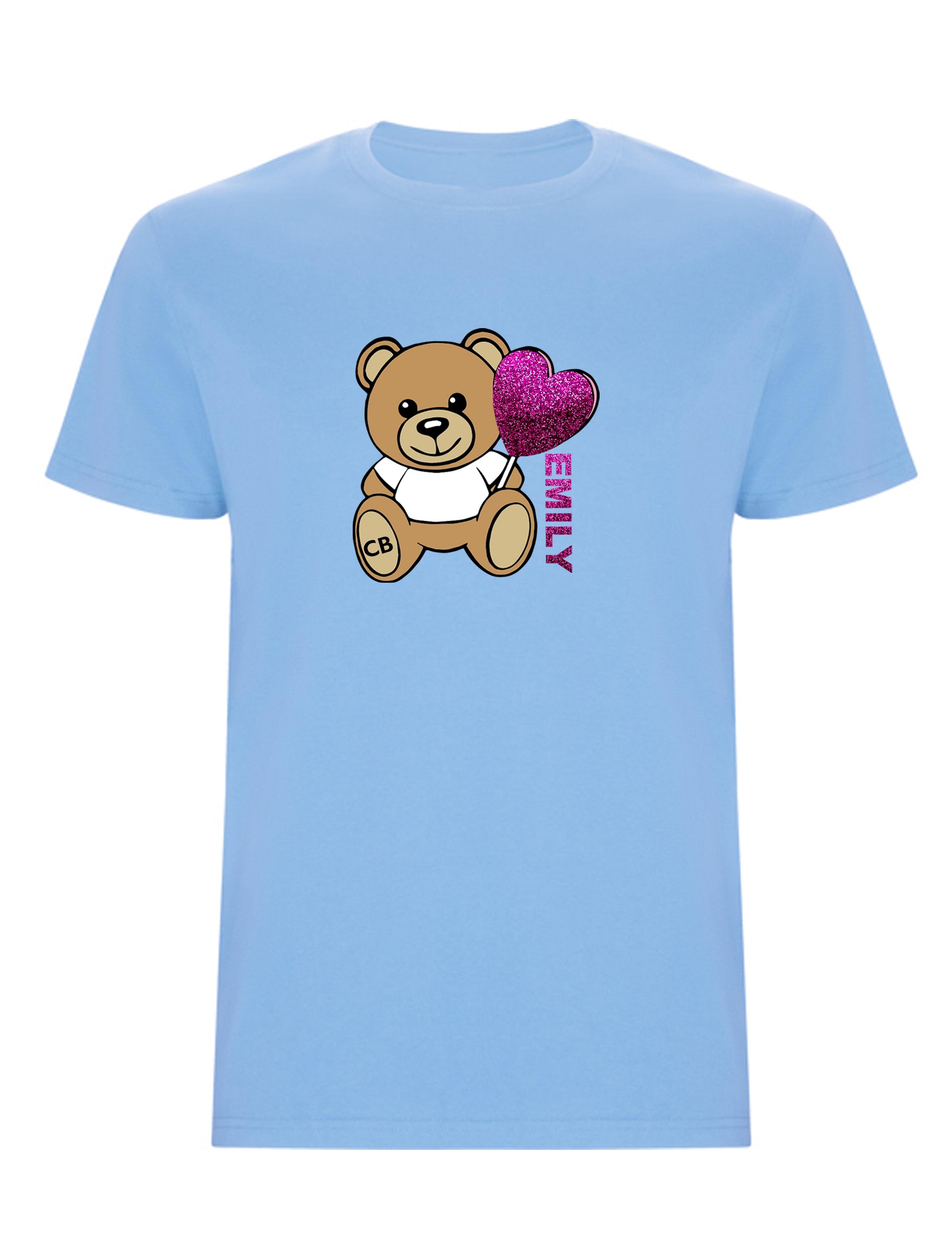 Custom Kids Bear T-Shirt Light Blue