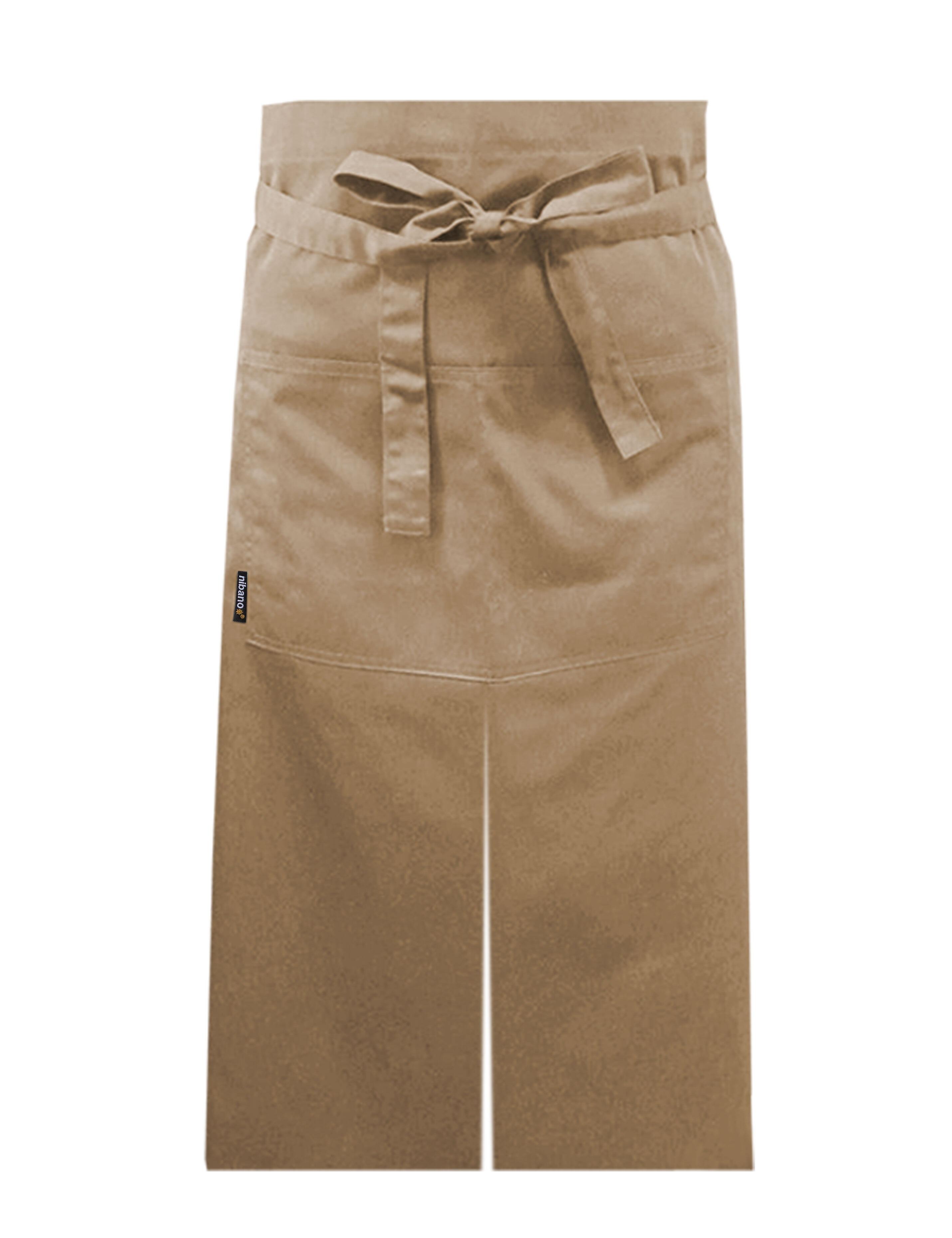 Nibano long waist apron with split cappuccino