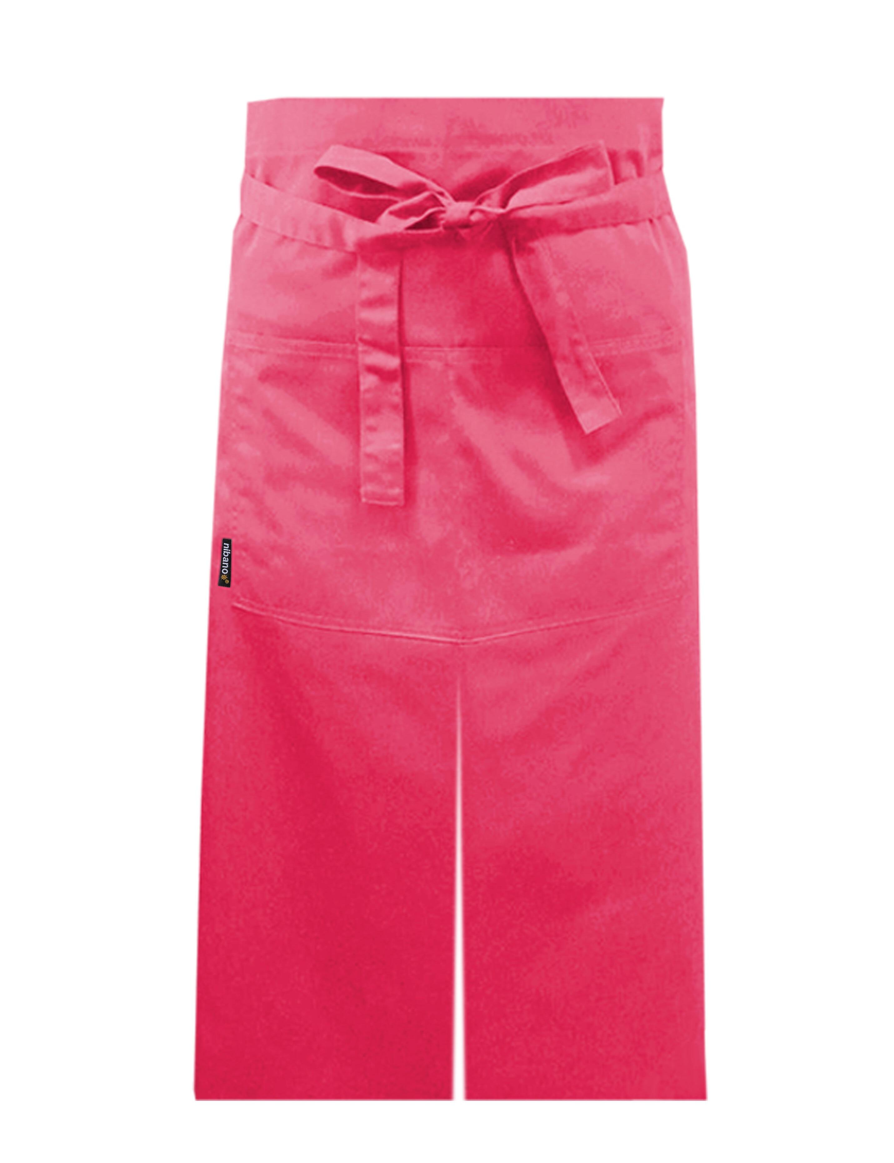 Nibano long waist apron with split coral