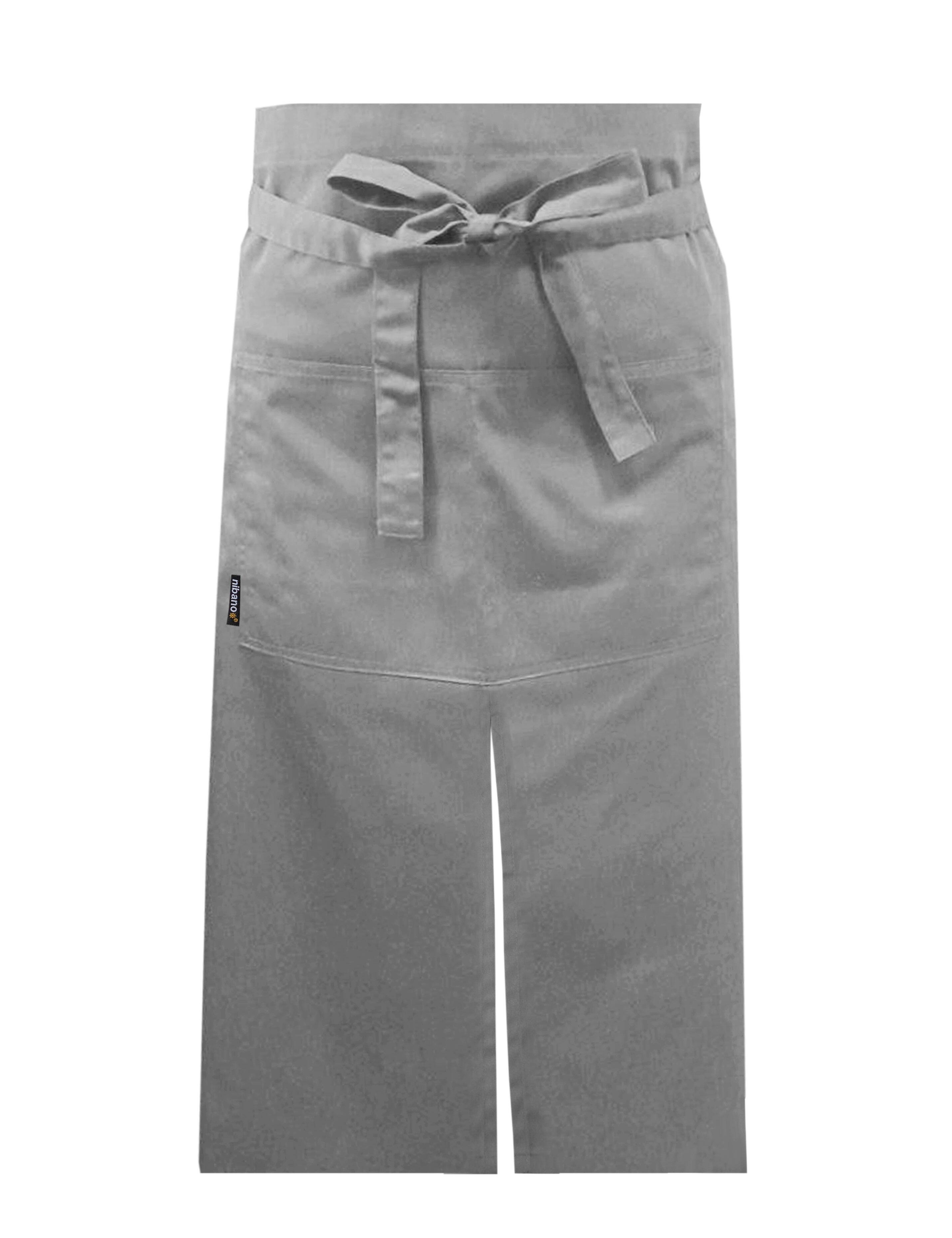 Nibano long waist apron with split light grey