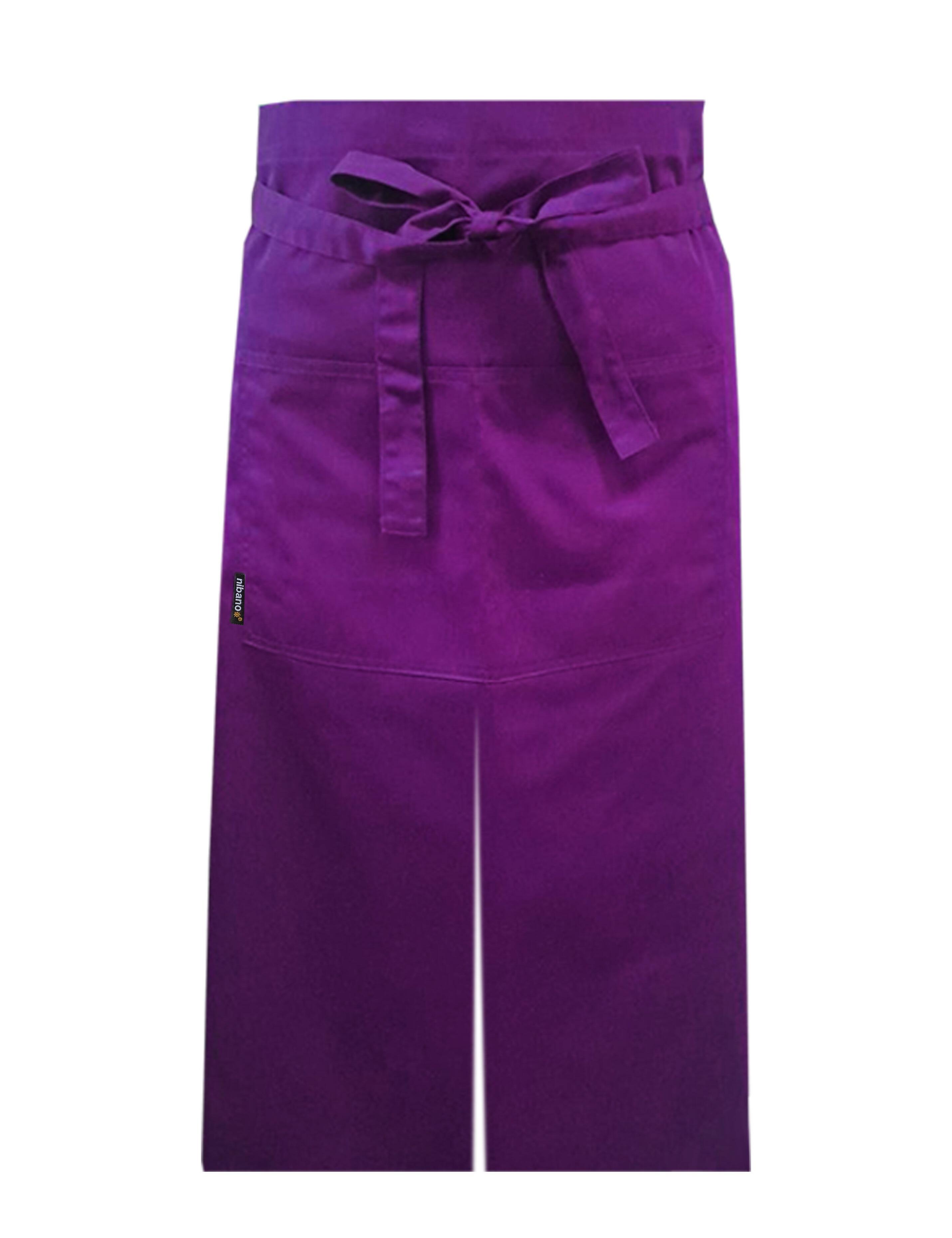 Nibano long waist apron with split purple