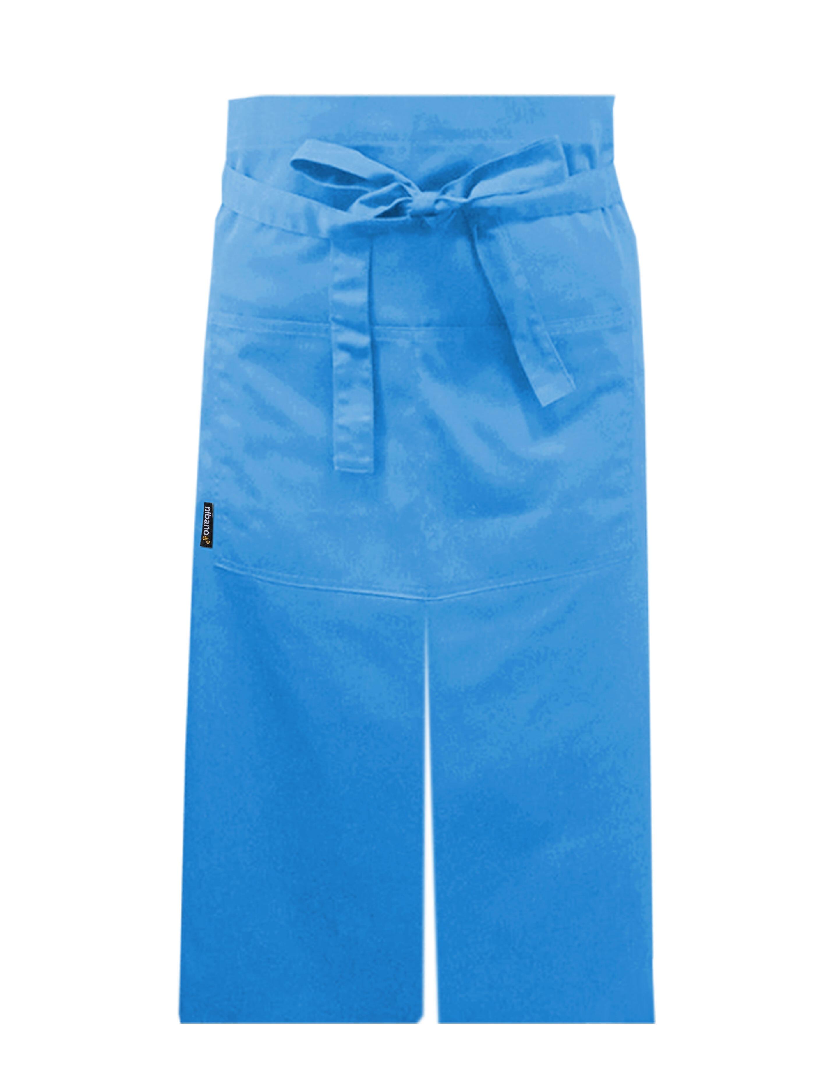 Nibano long waist apron with split turquoise