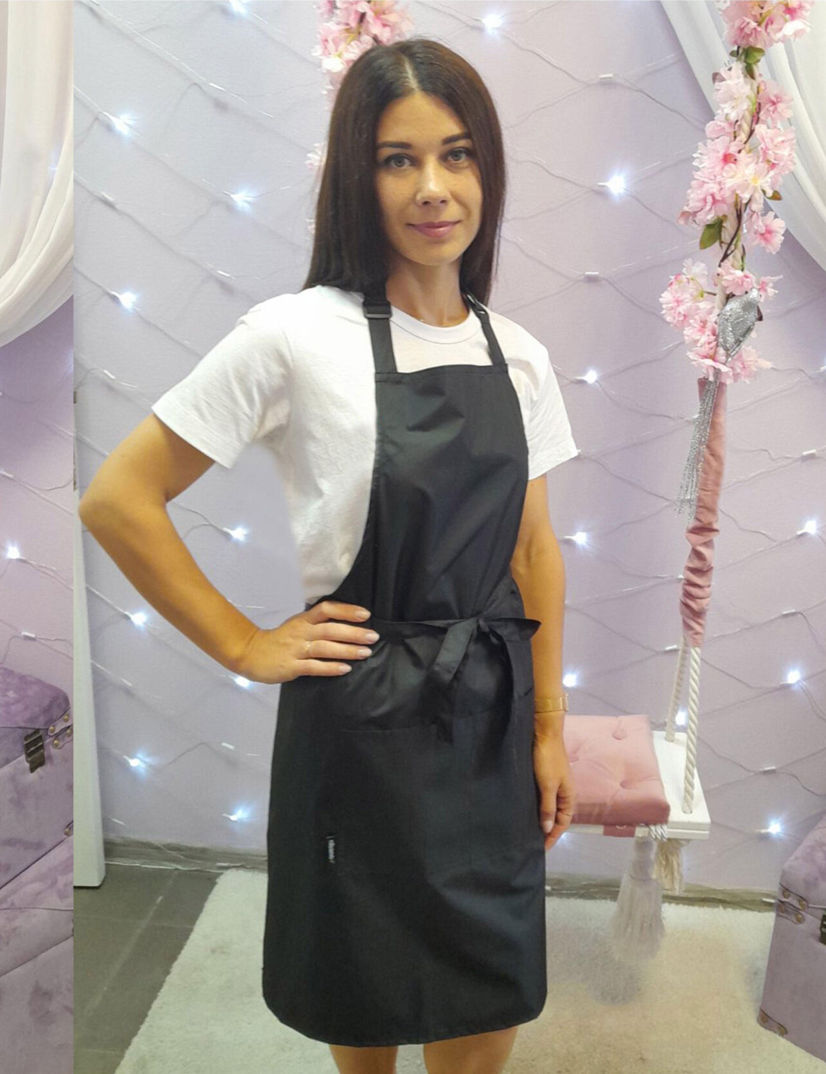 Water-resistant black apron available plain, printed or embroidered