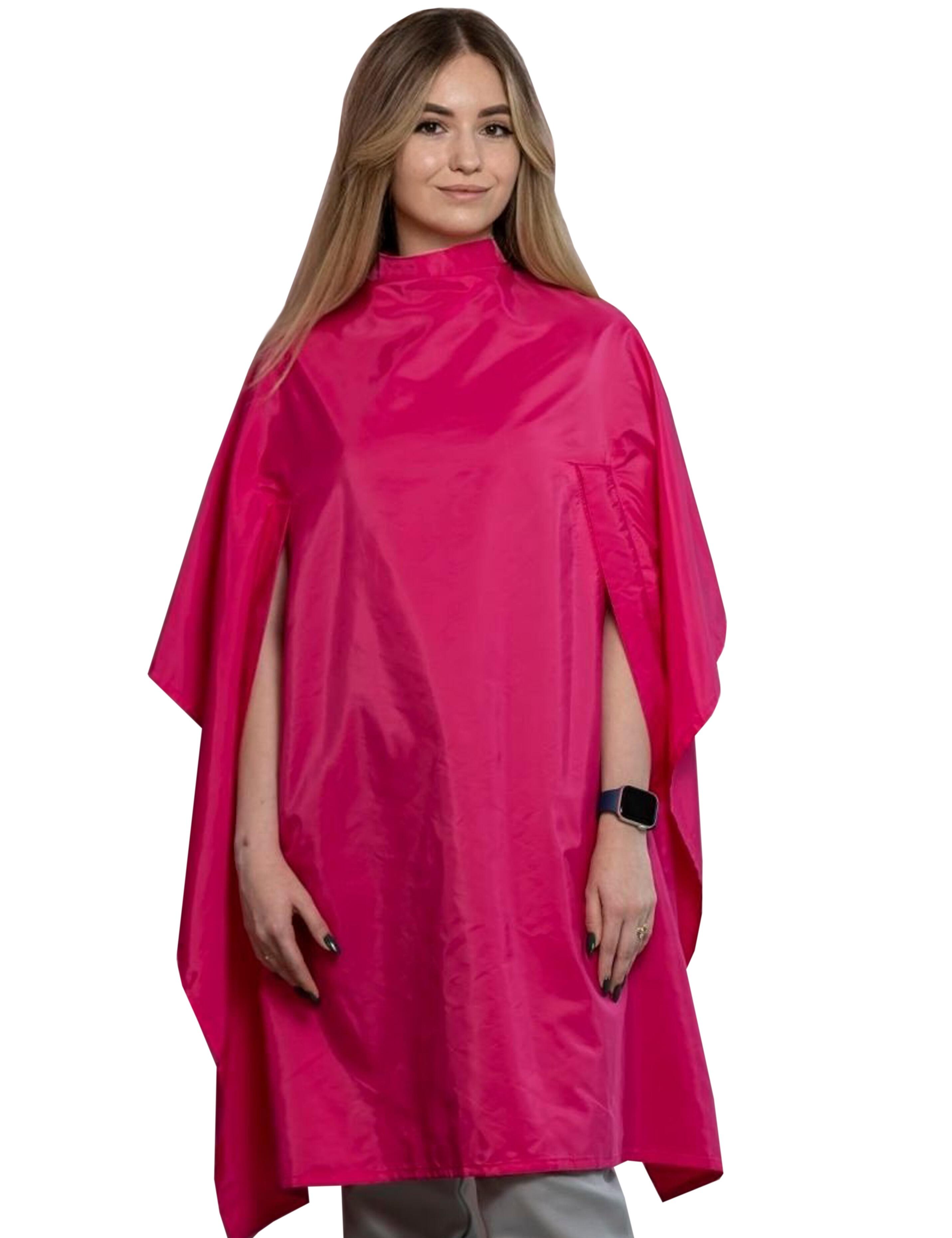 waterproof cape for beauty salon raspberry with hand slits