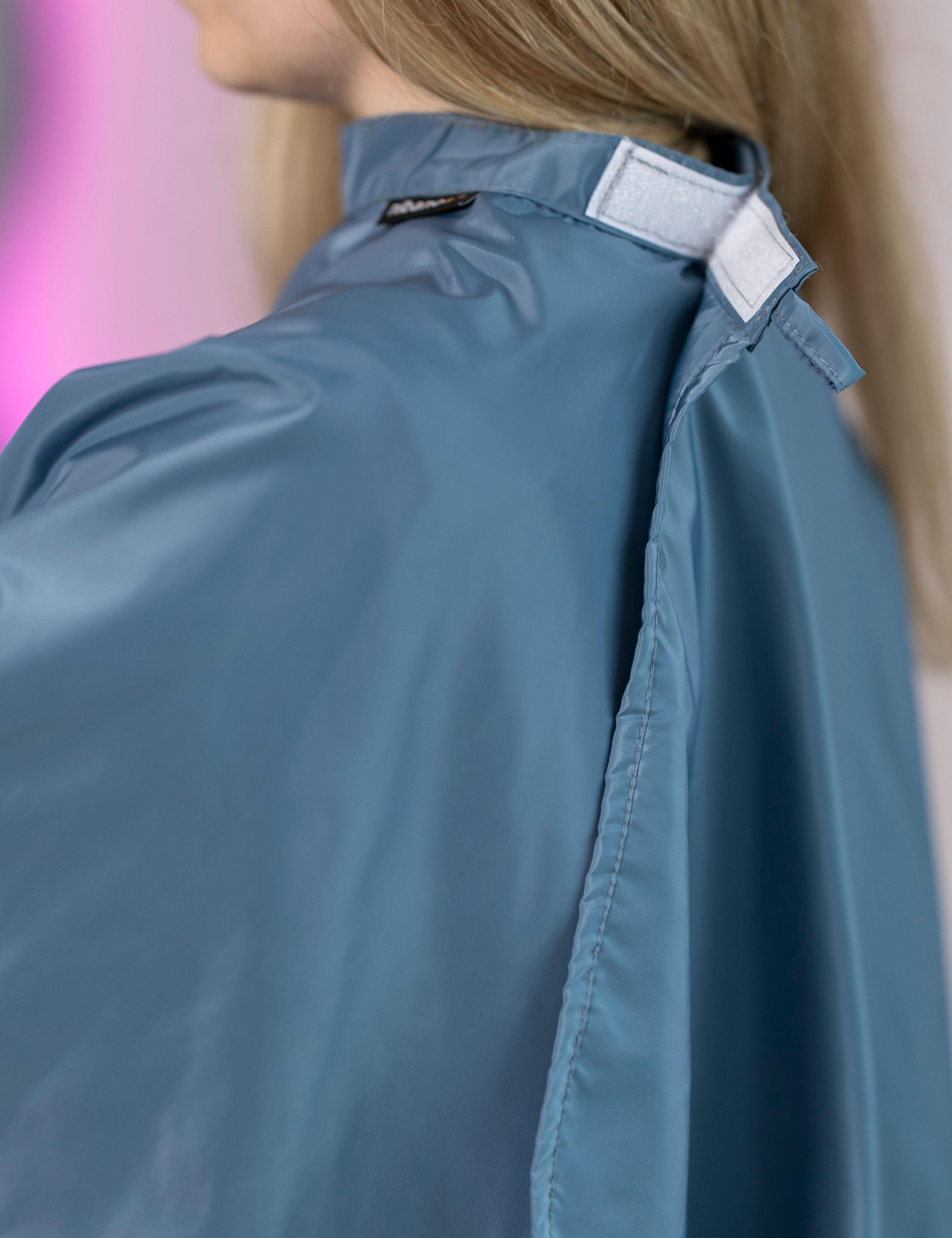 Steel Blue Gown for hairdressers with velcro closing