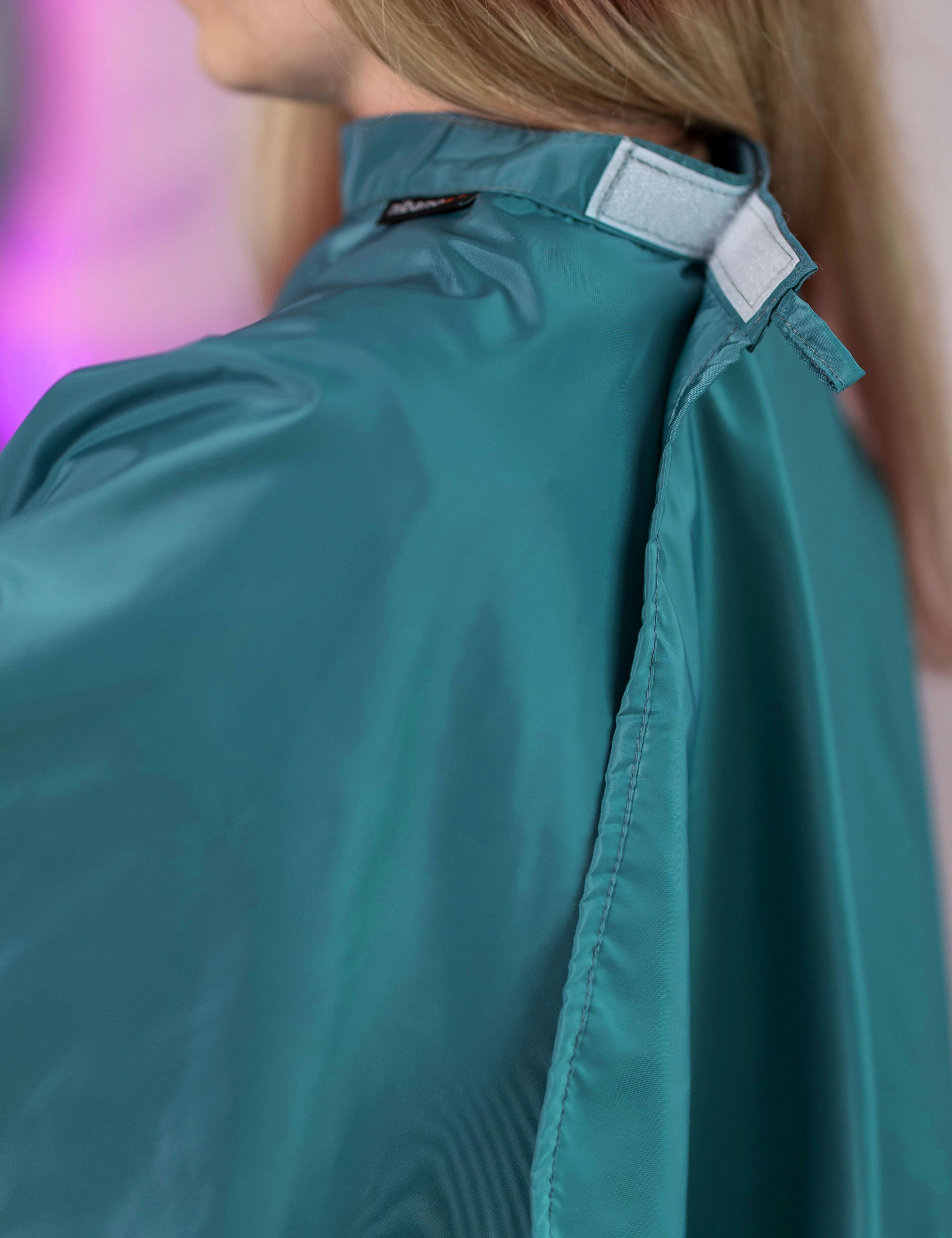 Teal Gown for hairdressers with velcro closing