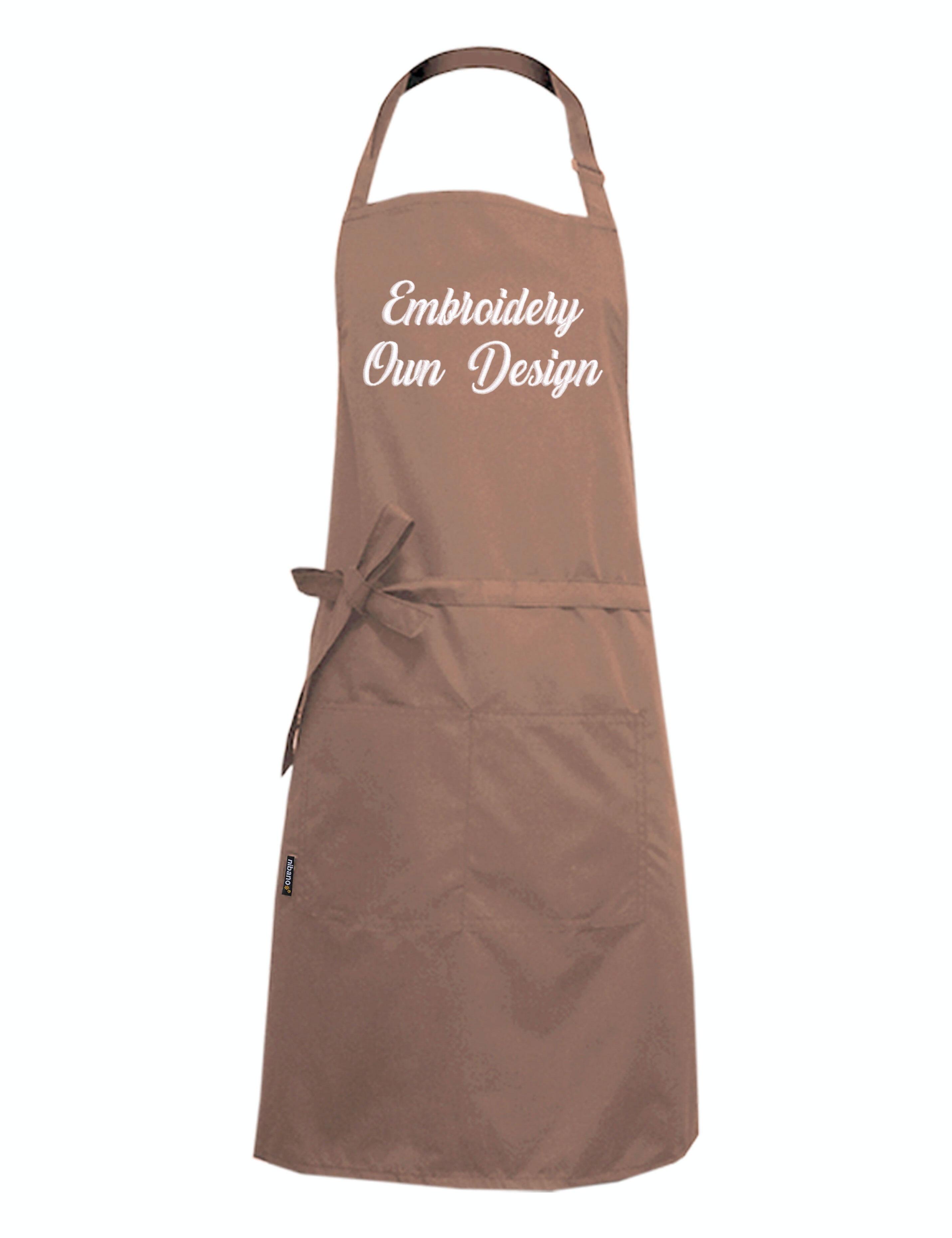 Nibano embroidered coffee waterproof grooming and hair salon apron plus size