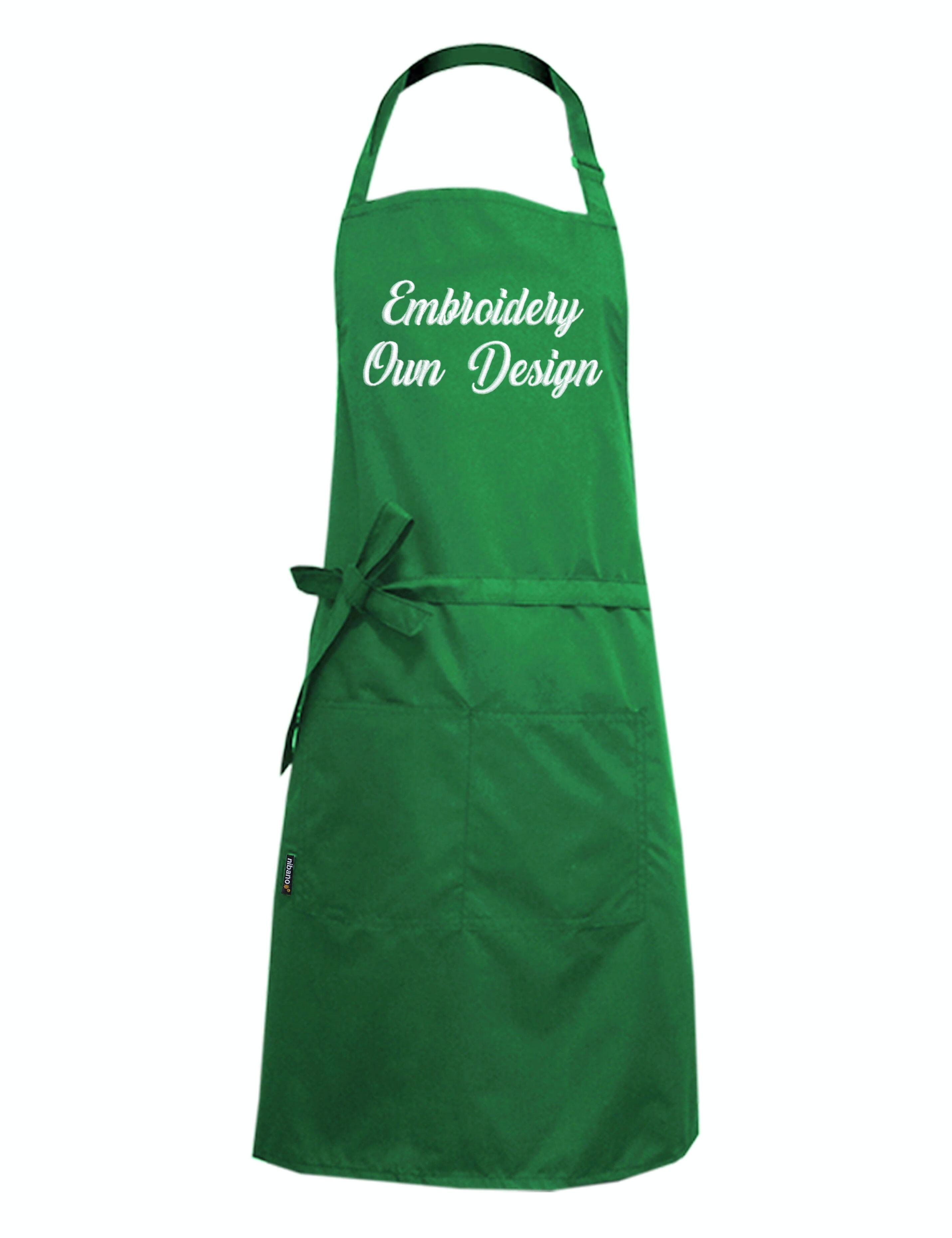 Nibano embroidered kelly green waterproof grooming and hair salon apron plus size