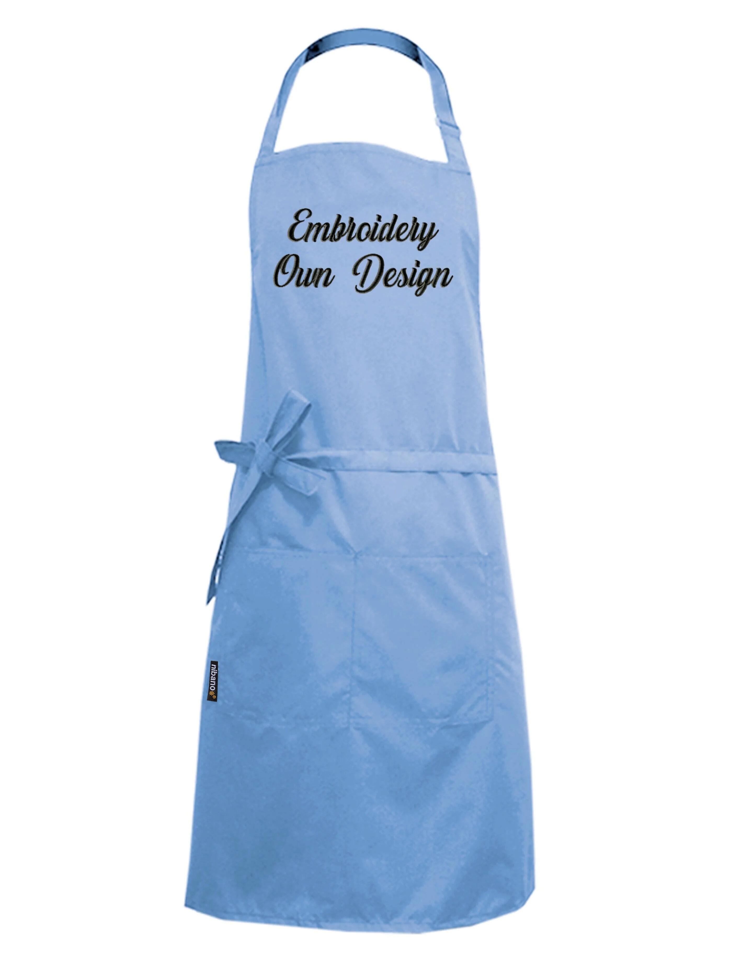 Nibano embroidered light blue waterproof grooming and hair salon apron plus size