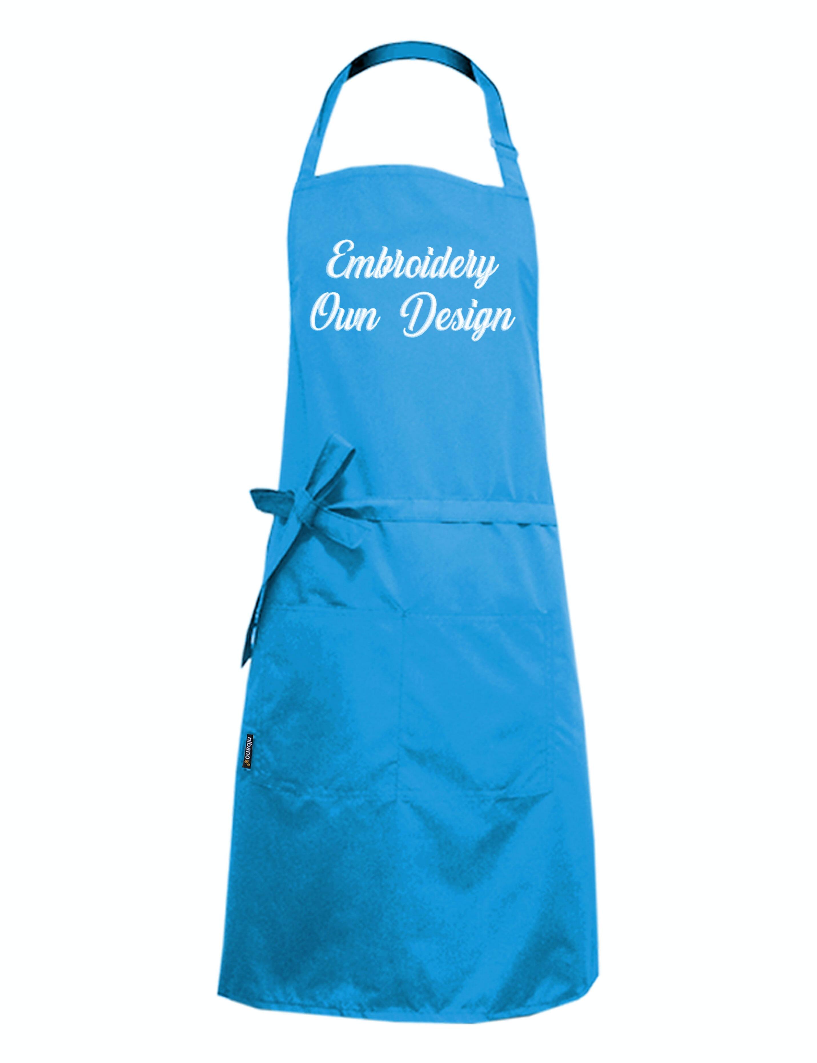 Nibano embroidered turquoise waterproof grooming and hair salon apron plus size