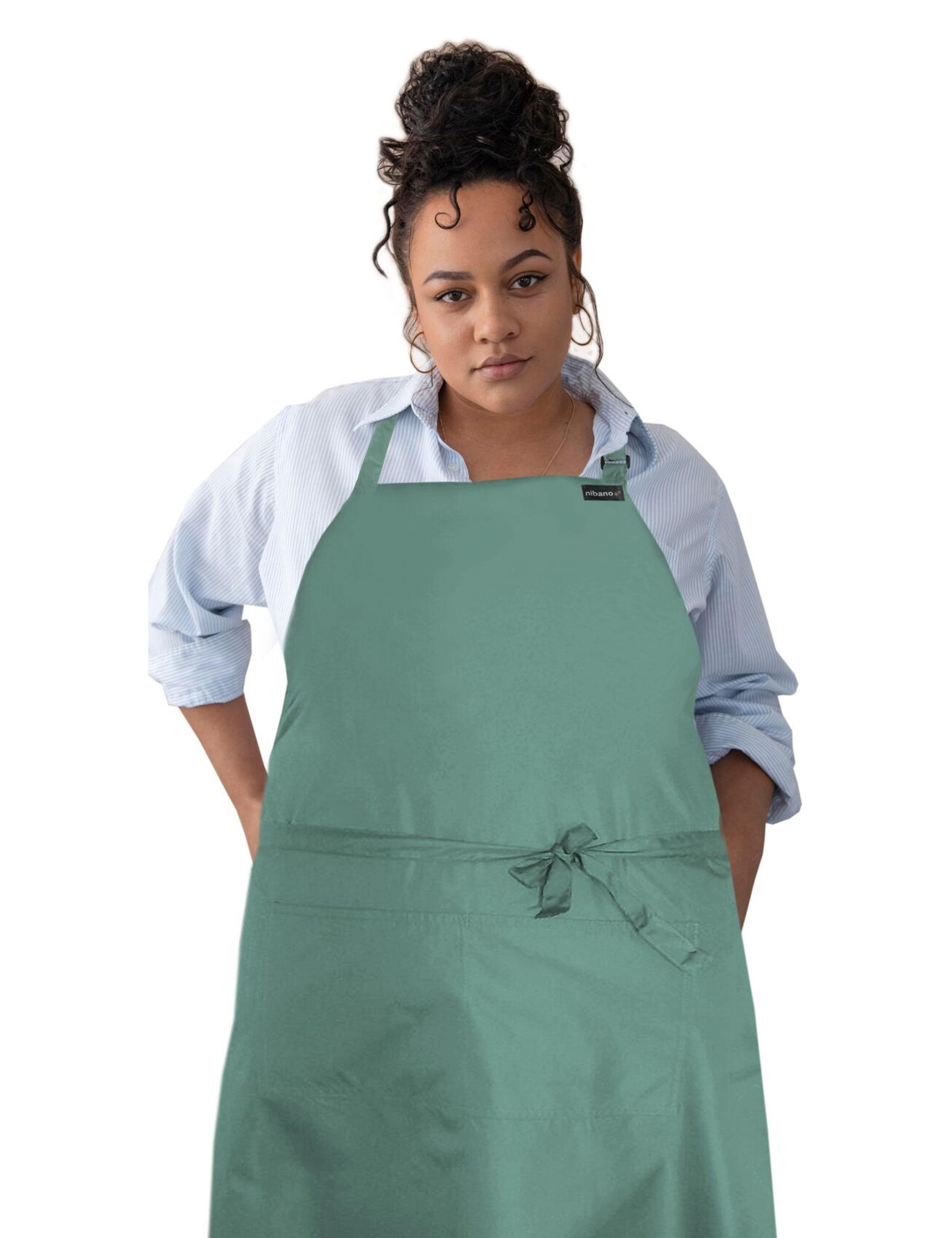 Personalised embroidered sage waterproof barber and salon apron