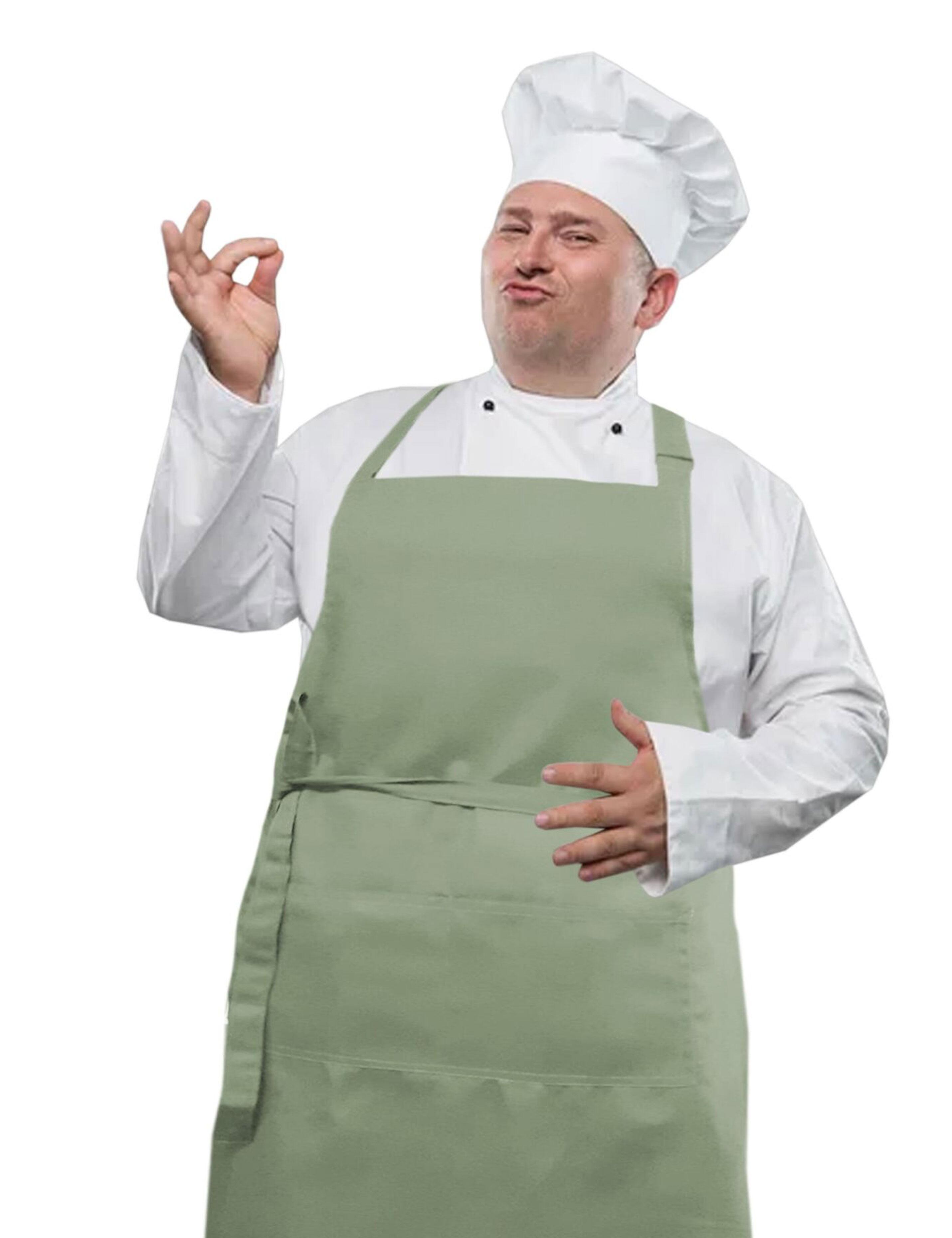 Adjustable plus size bib apron in soft pistachio color