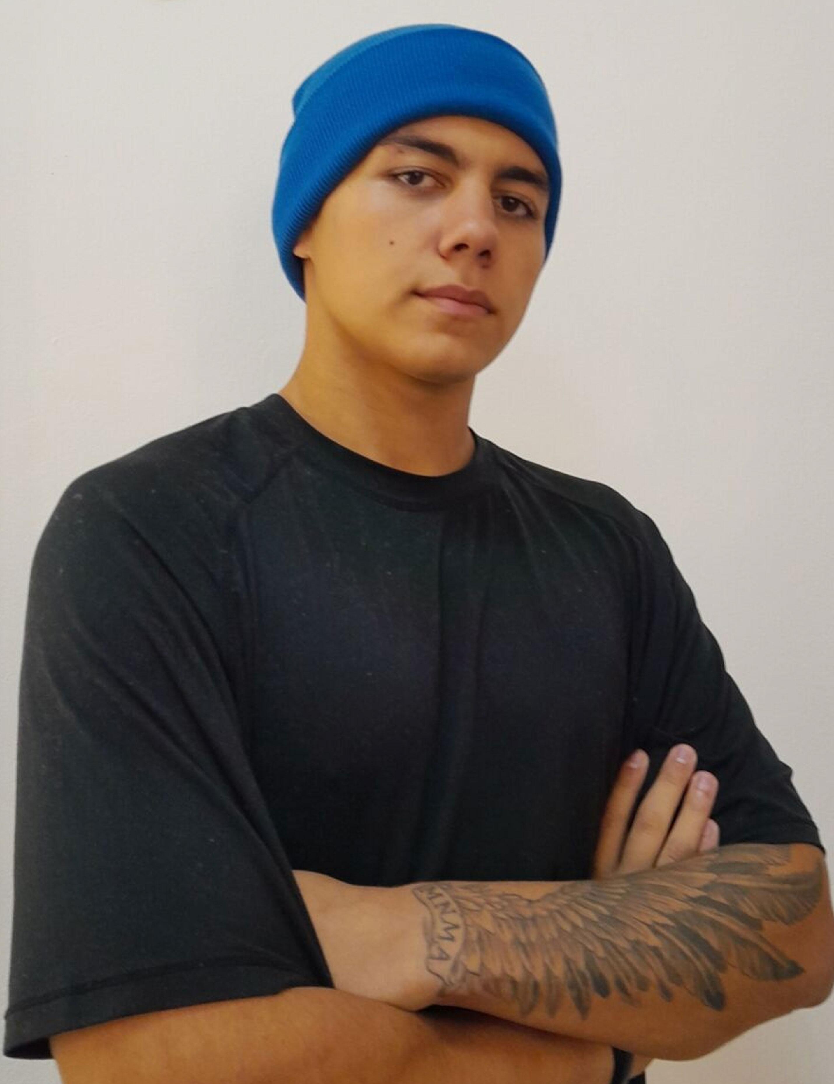 Warm knitted sapphire blue beanie