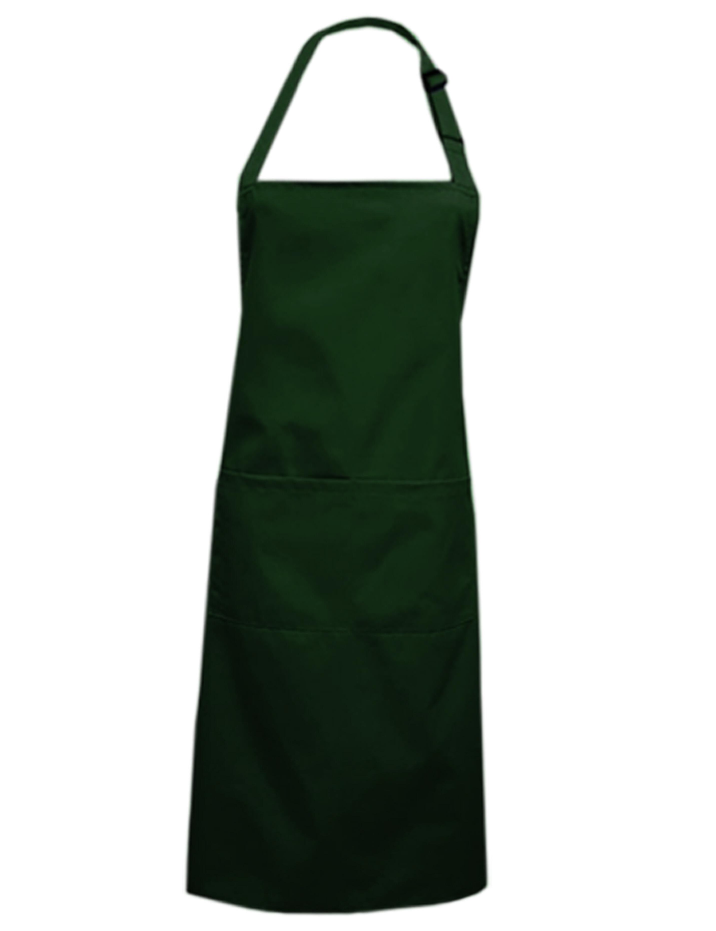 Bottle Green mid-length polycotton bib apron plain professional workwear