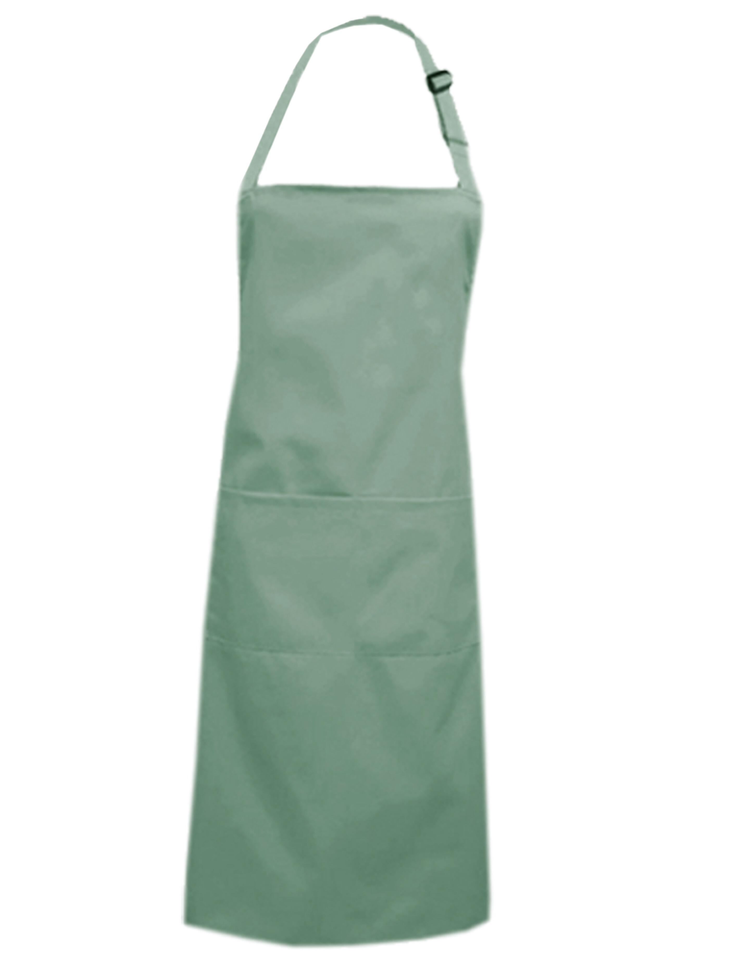 Olive mid-length polycotton bib apron plain professional workwear