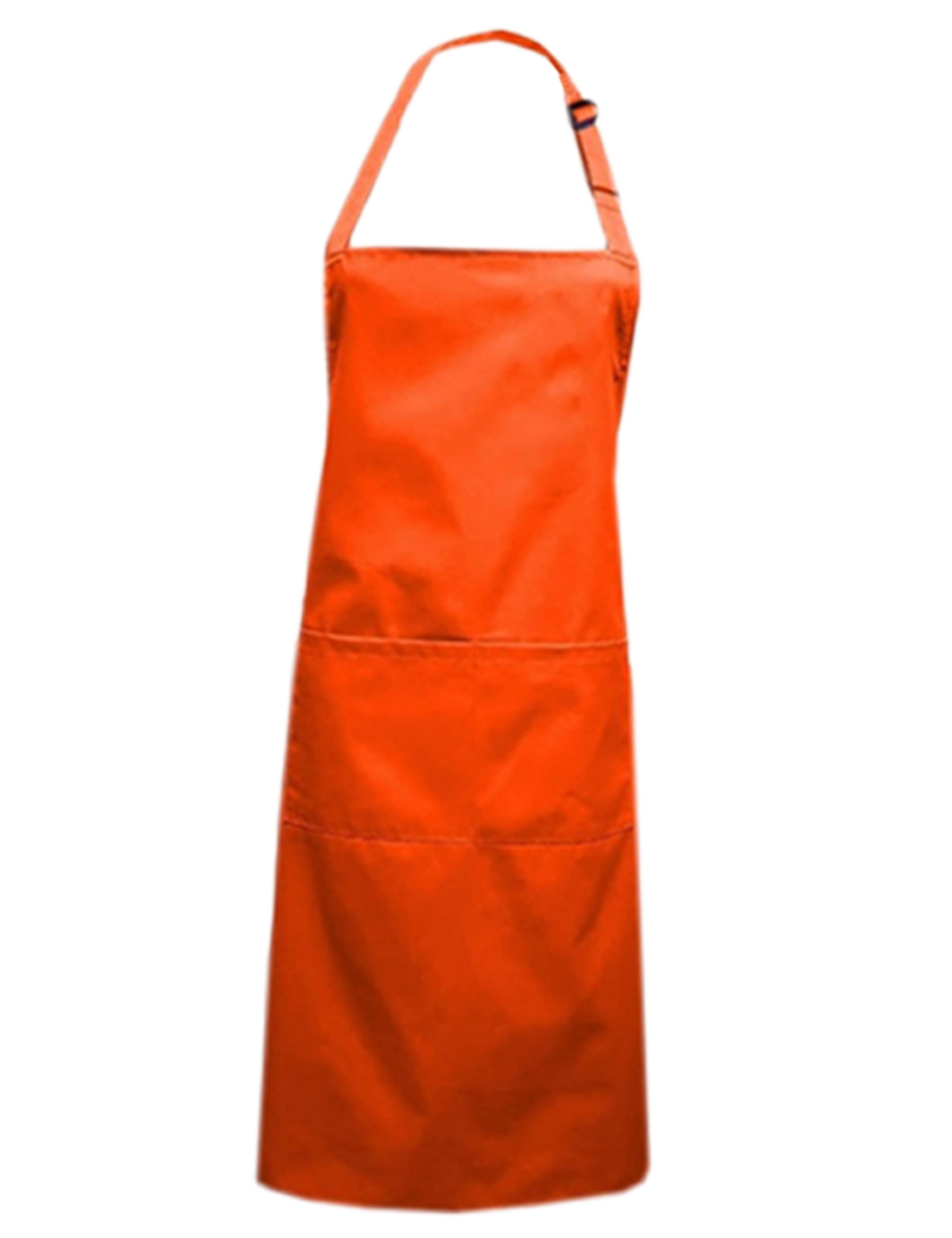 Orange mid-length polycotton bib apron plain professional workwear