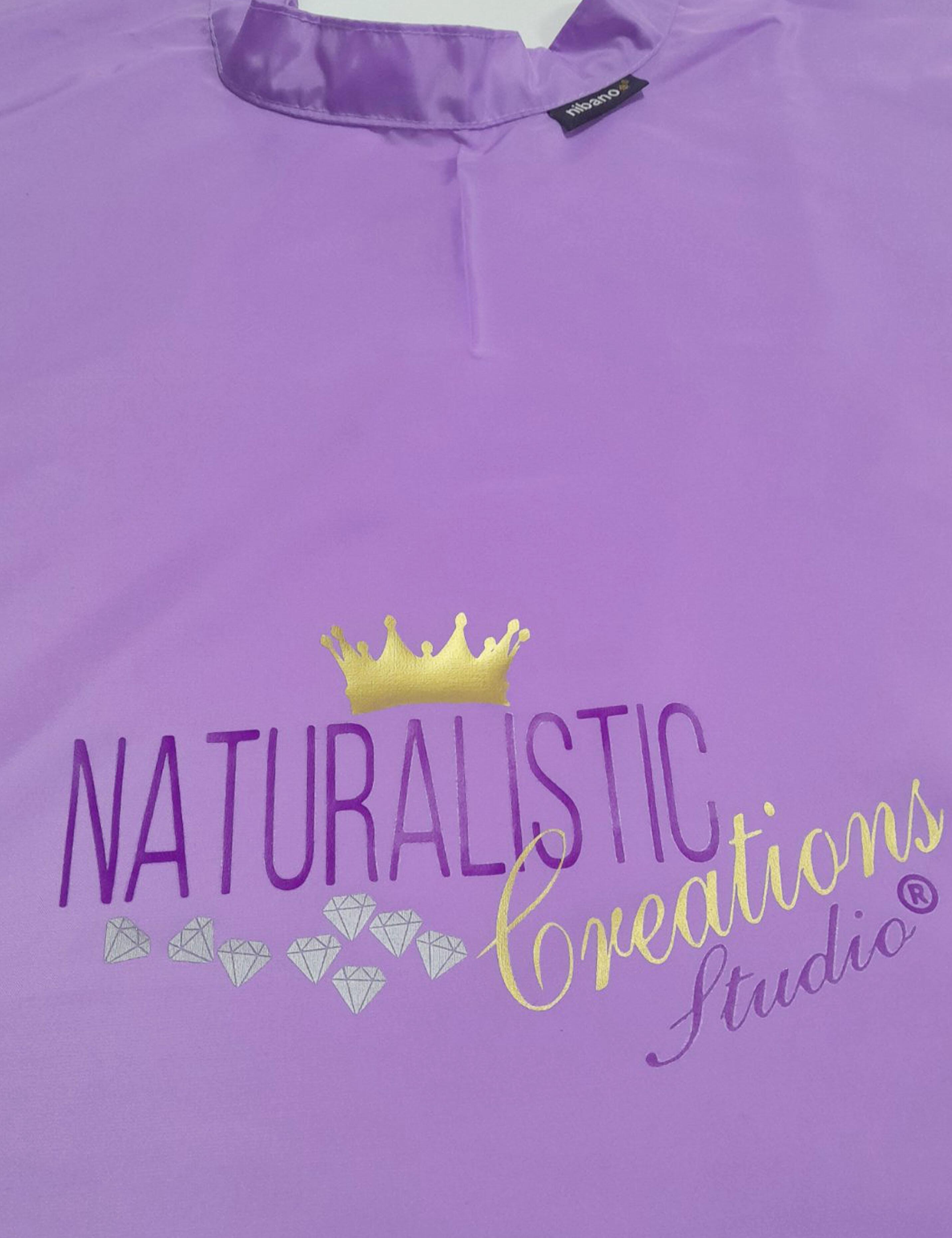 Custom lilac hair salon cape
