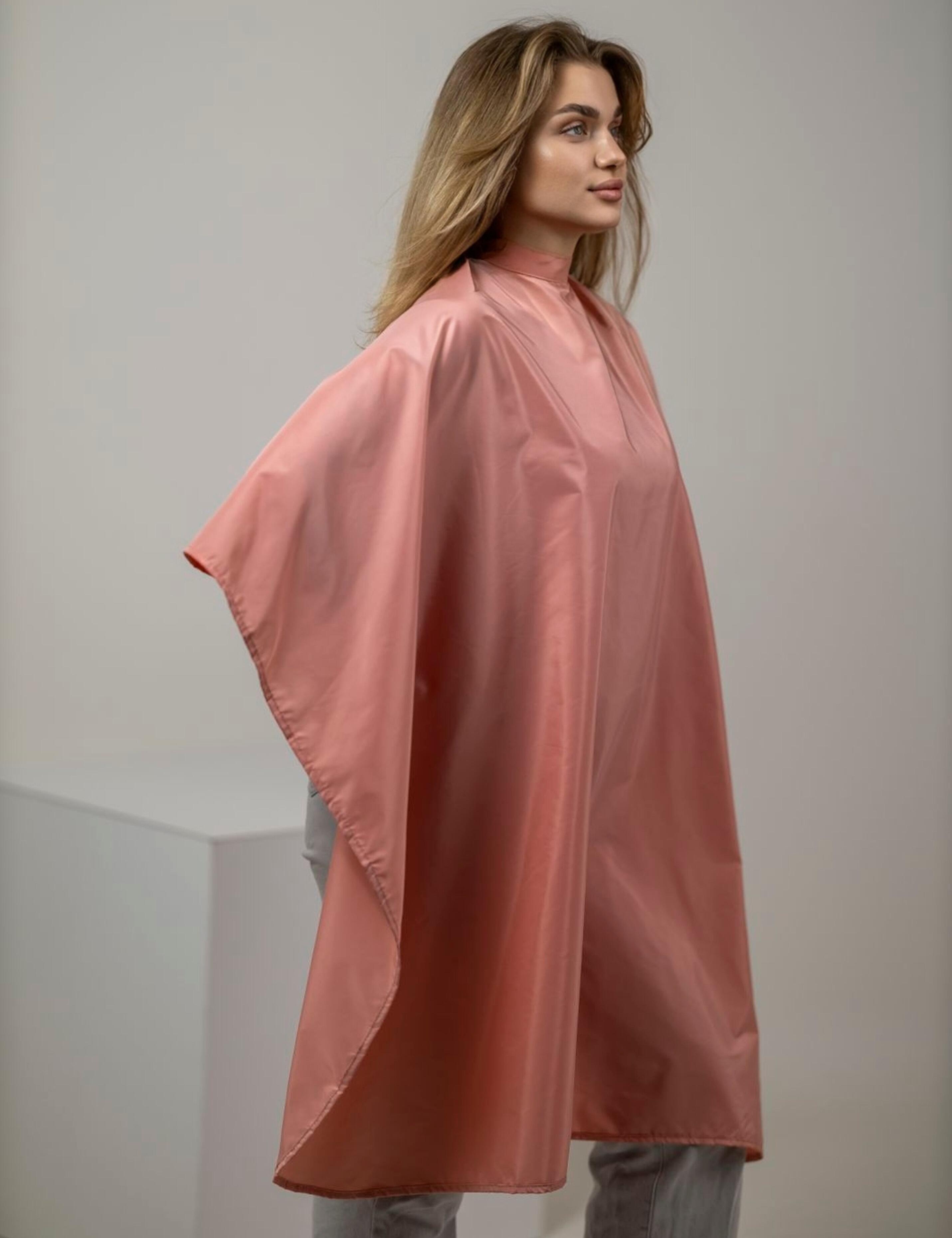 Elegant peach salon cape for hairstylists plain or custom printed design