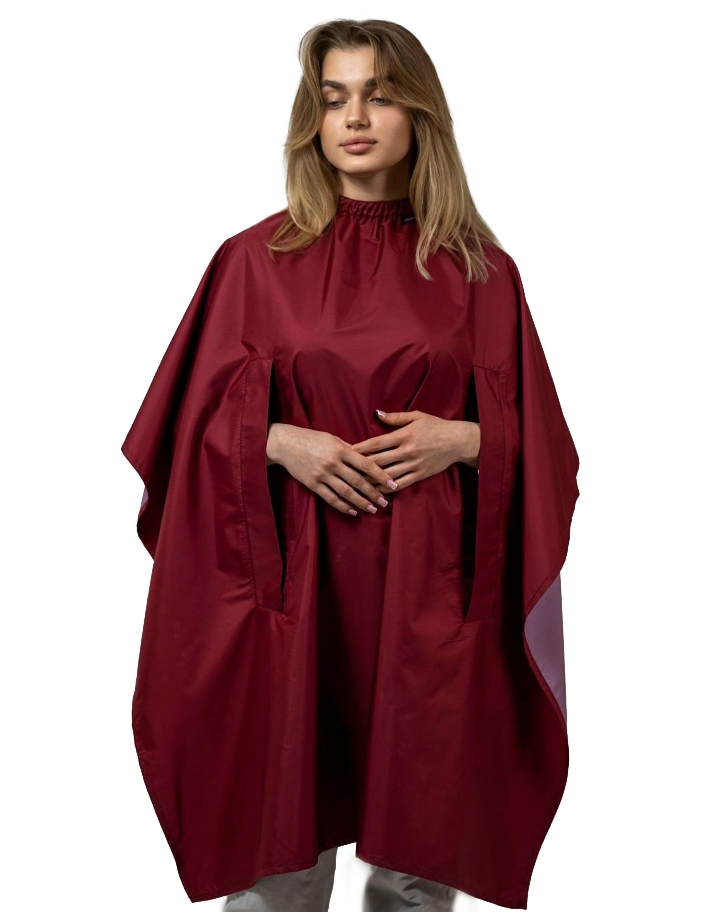 Waterproof Burgundy Hairdressing gown with hand slits
