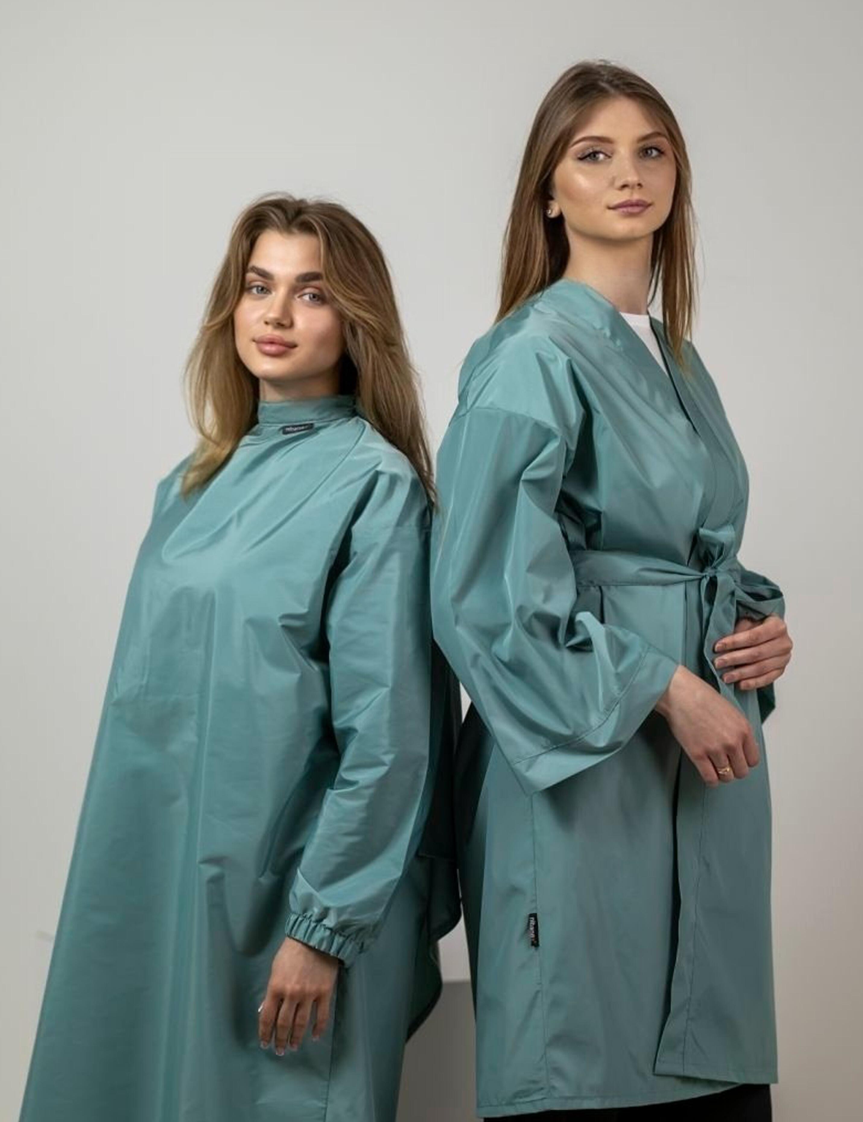 Custom Sage salon kimono robe