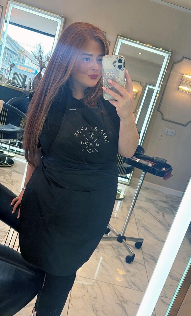 Embroidered Hairdresser’s waterproof apron black