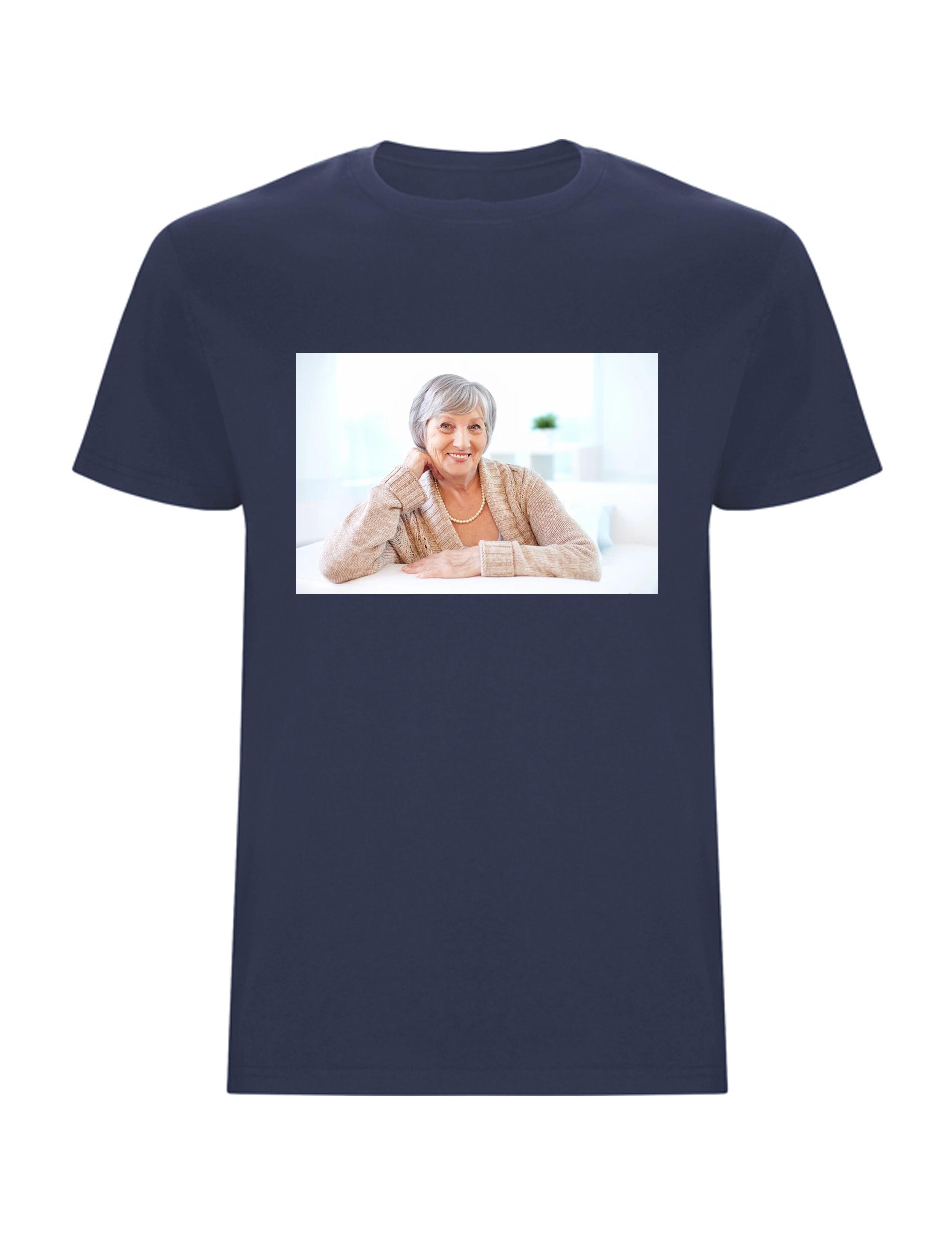 Personalised Photo Printed Short Sleeve T-Shirt Denim Blue