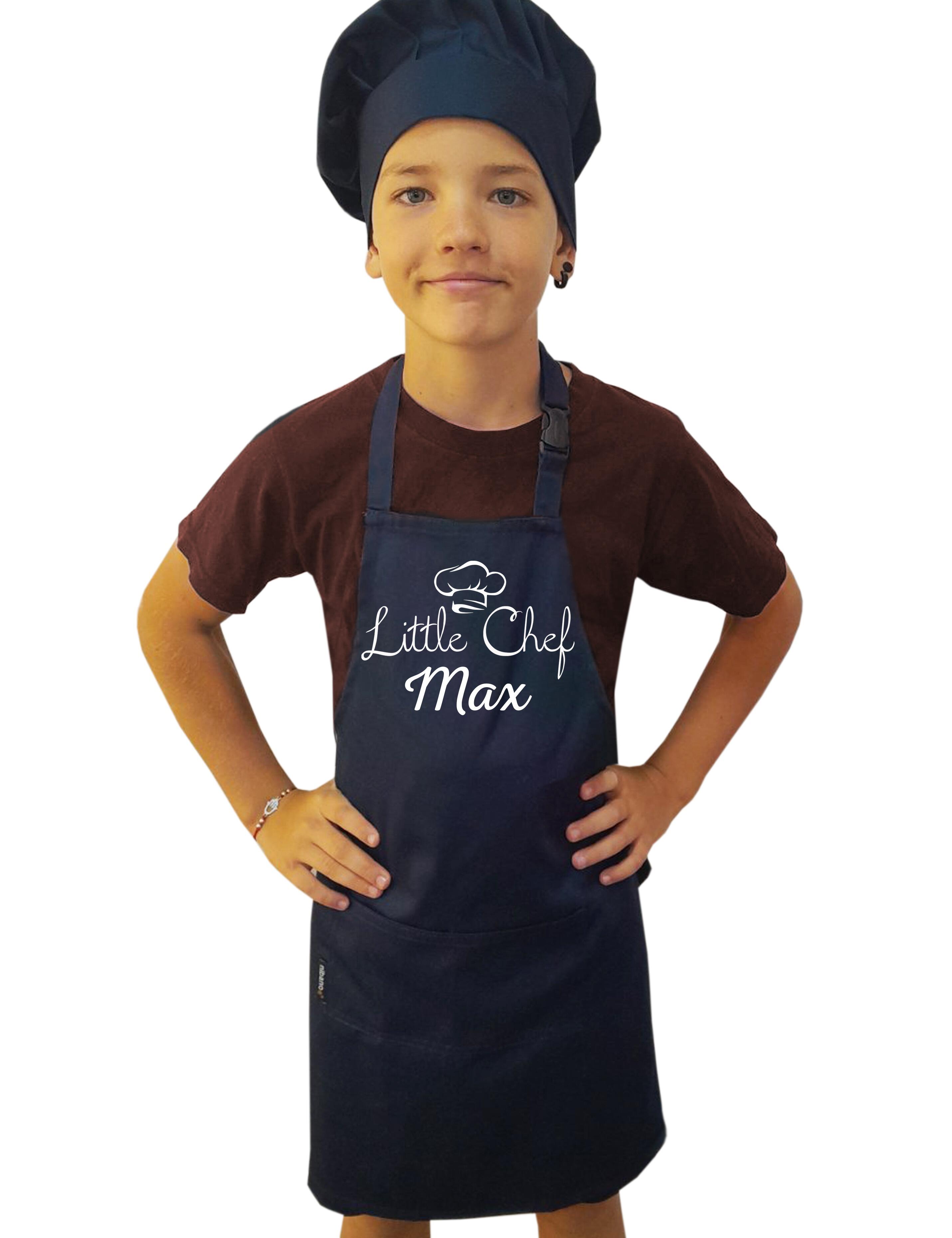 Personalised Little Chef Apron Navy Printed