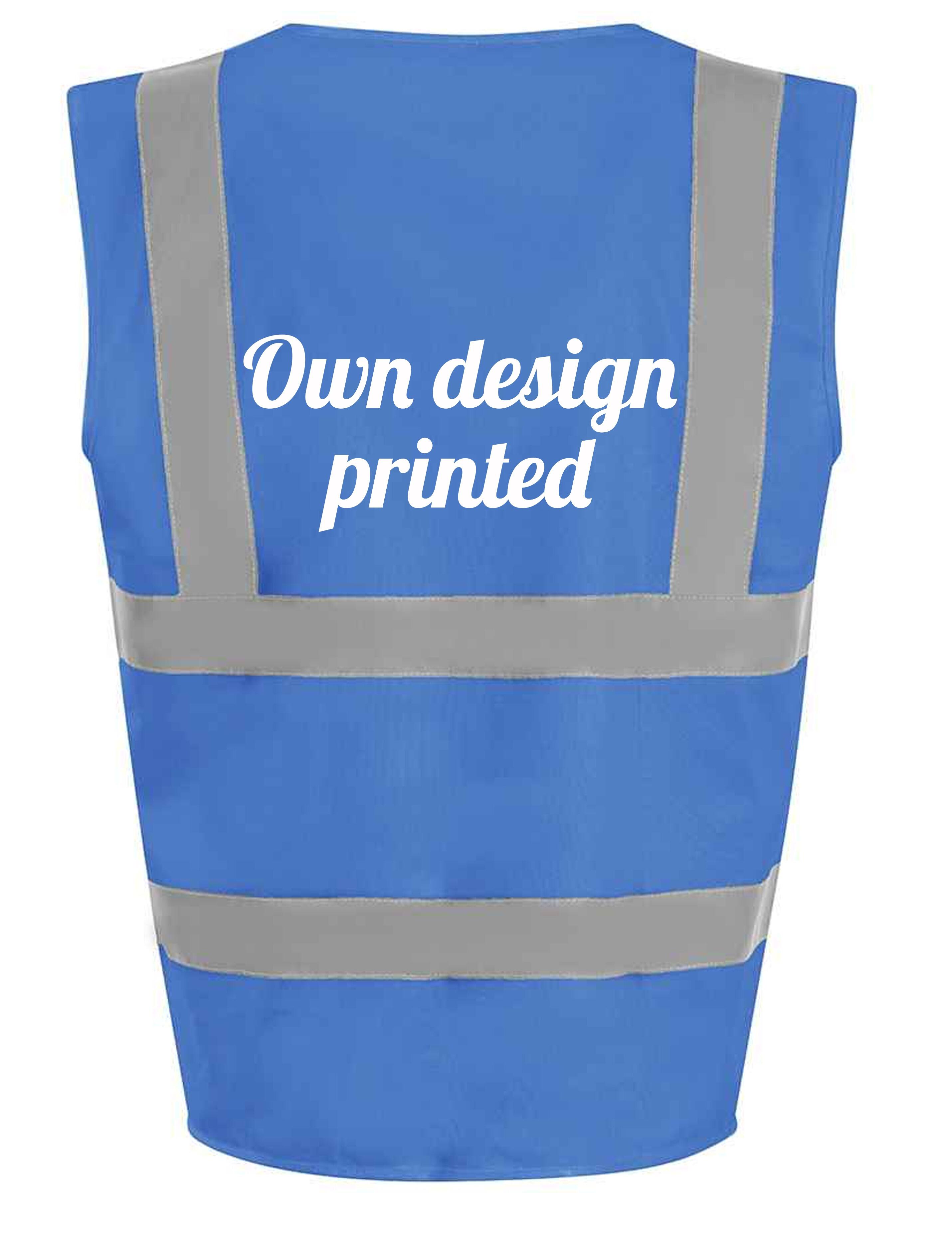 Customised High Visibility Kids Waistcoat Royal Blue with print