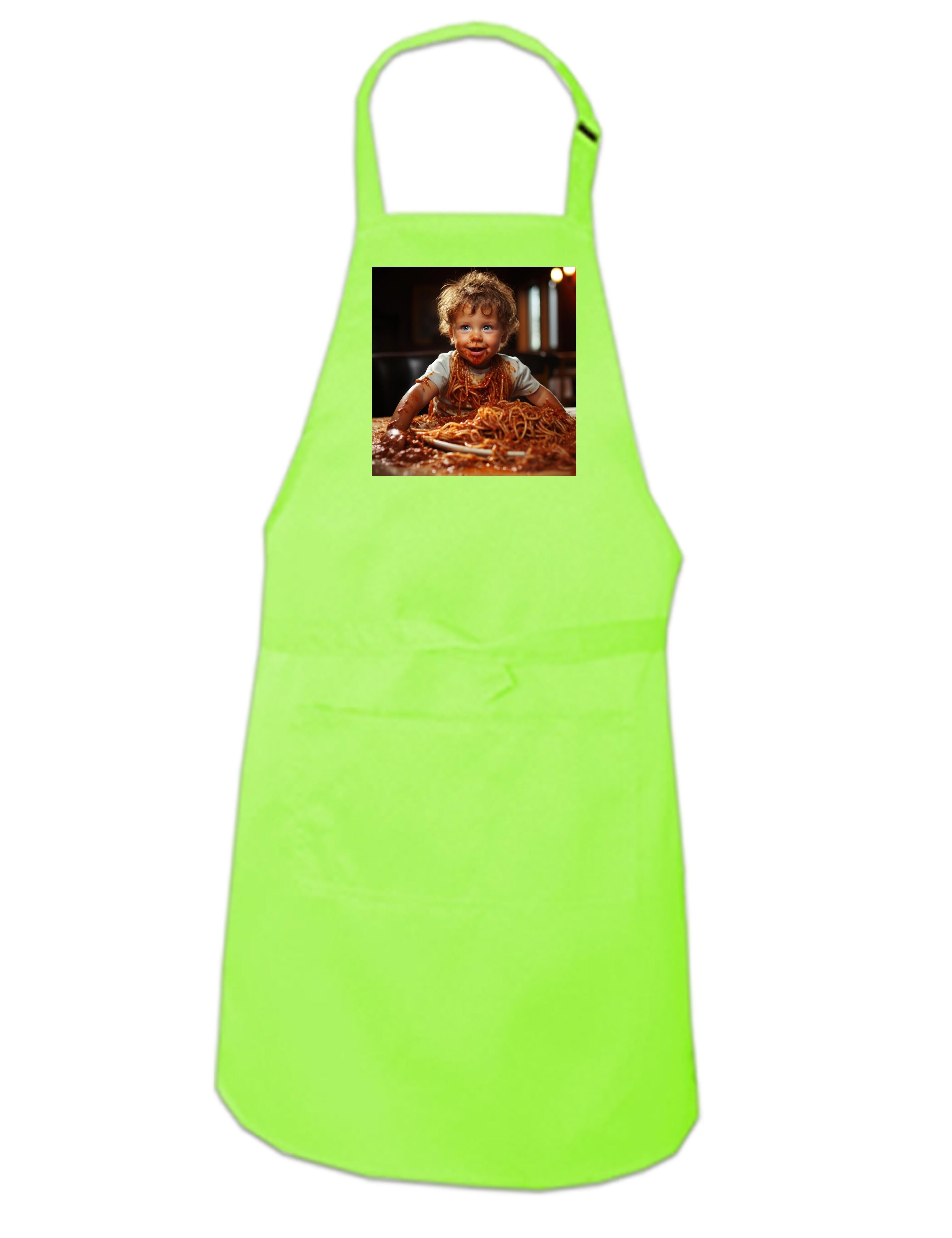 Personalised Photo Printed Kids Apron Lime