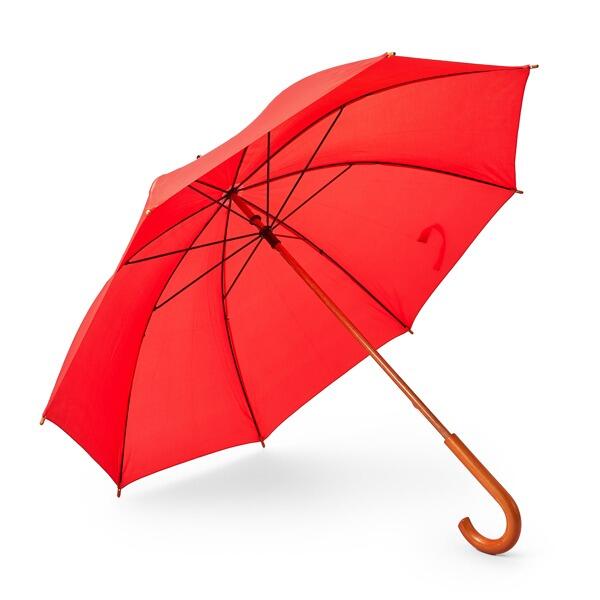 Personalised Umbrella with wooden handle Red with name or logo
