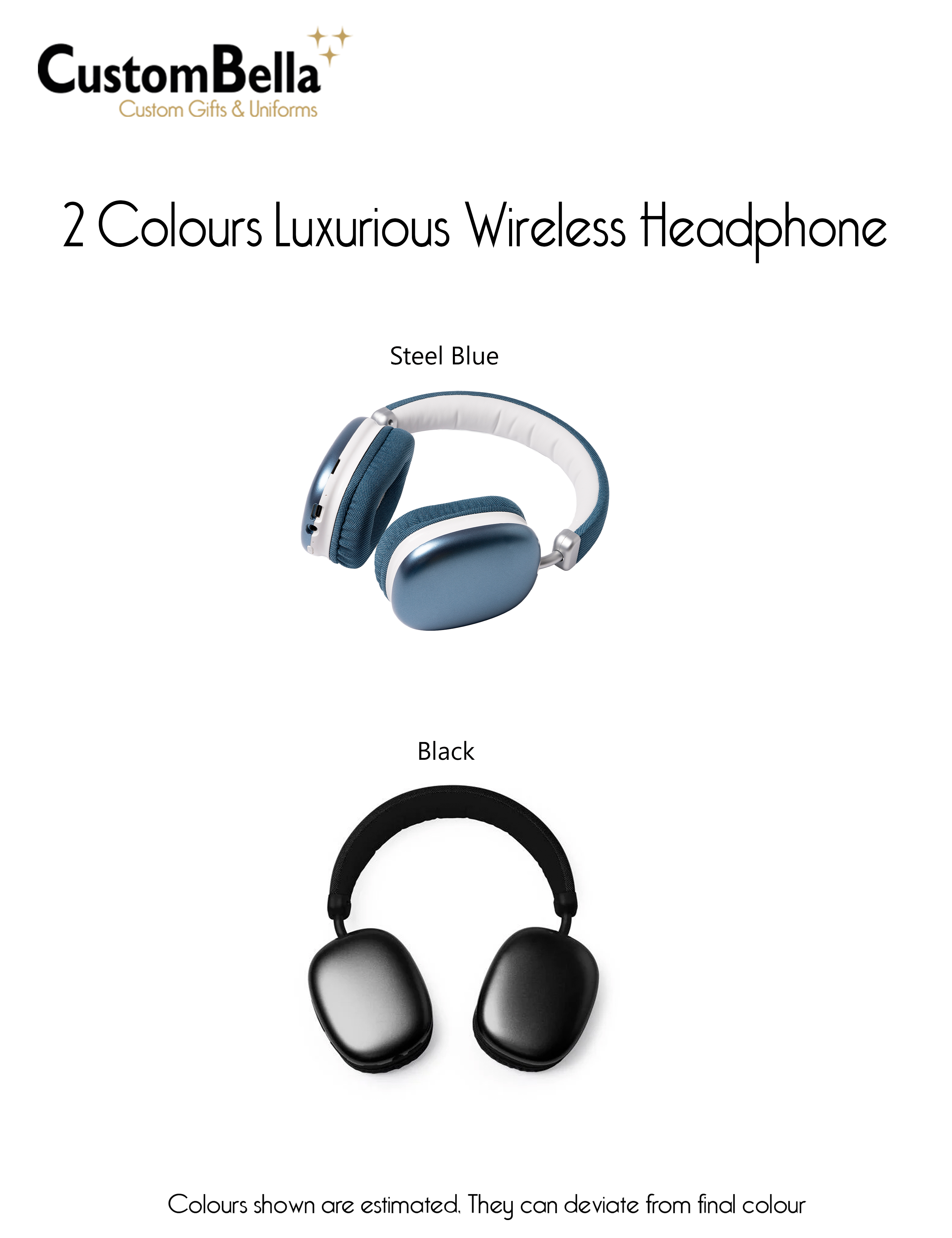Luxury Wireless Headphone Steel Blue